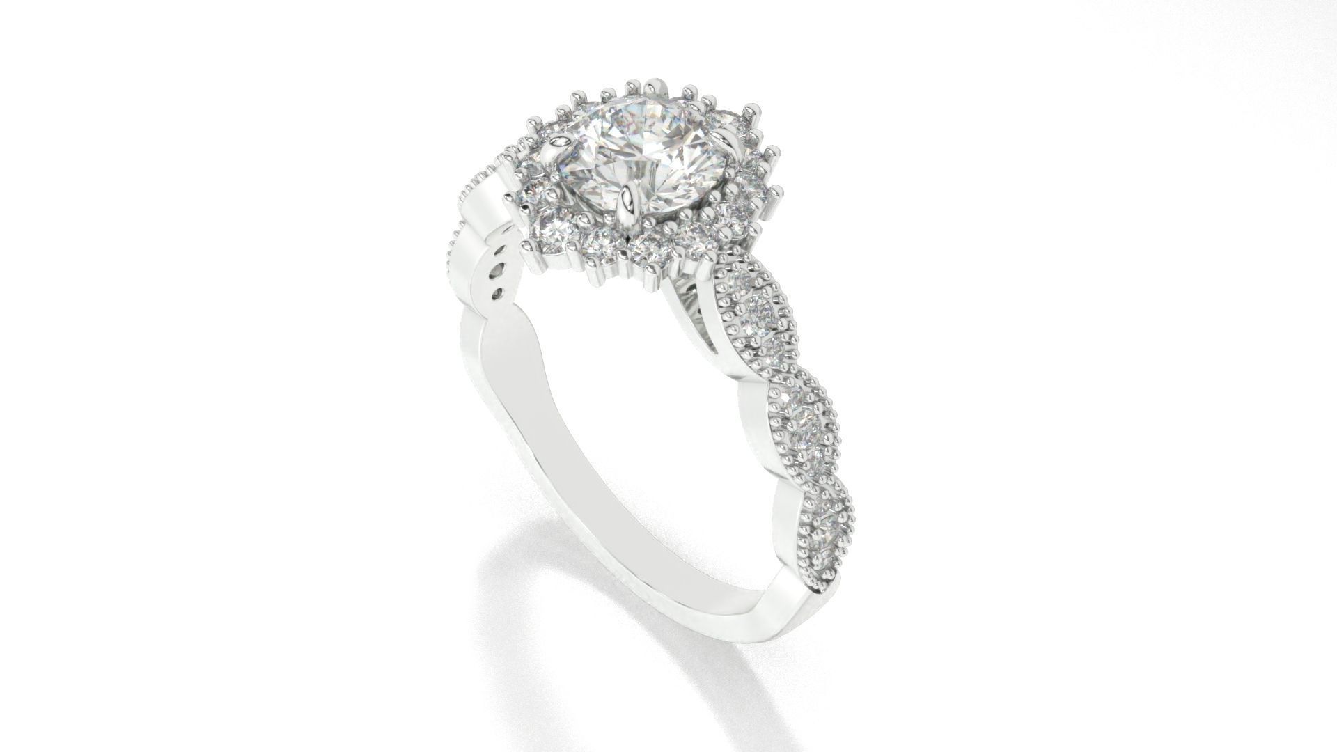 diamonds rings with Halo Round 3D print model_57