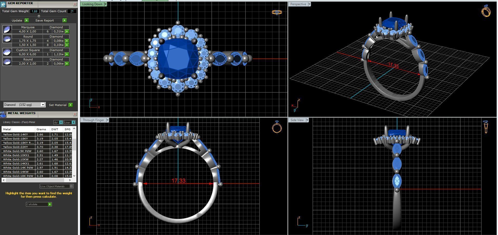 diamonds rings with Halo Round 3D print model_63