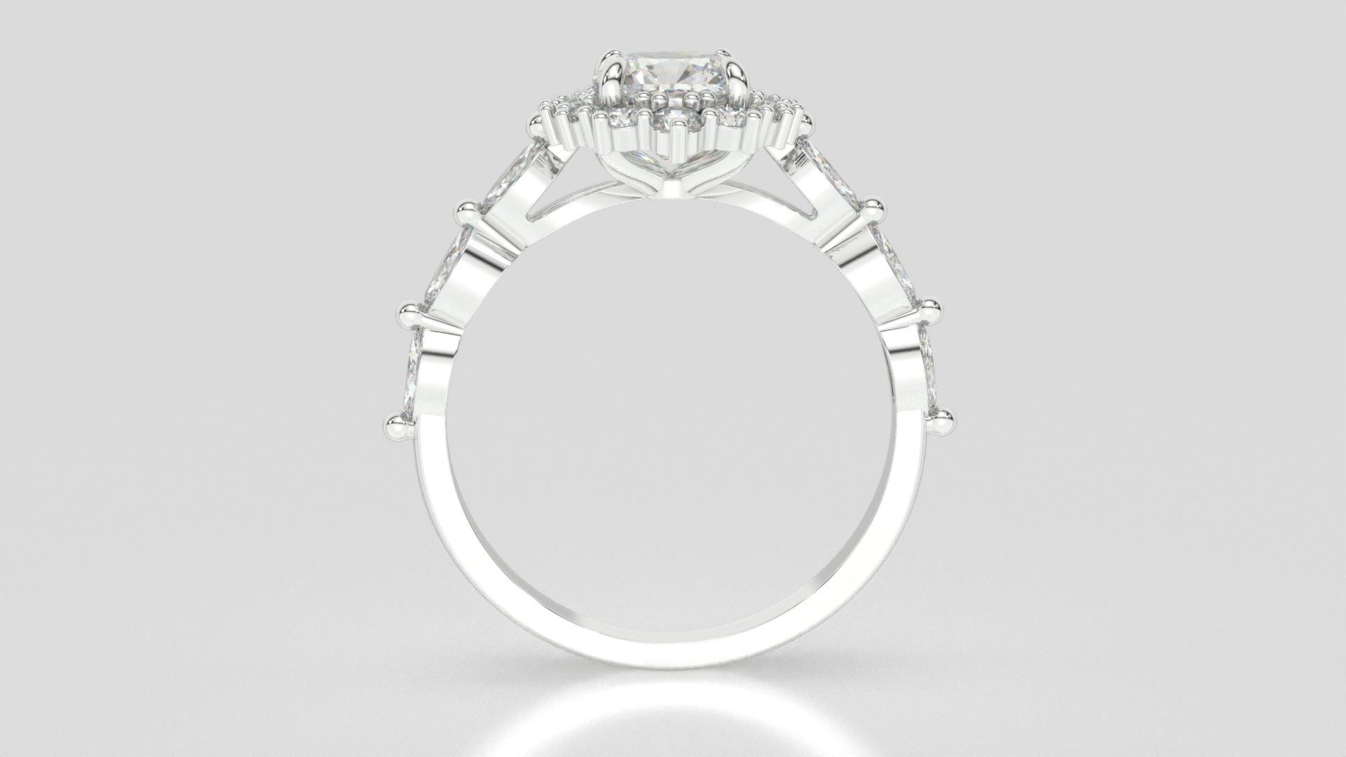 diamonds rings with Halo Round 3D print model_64