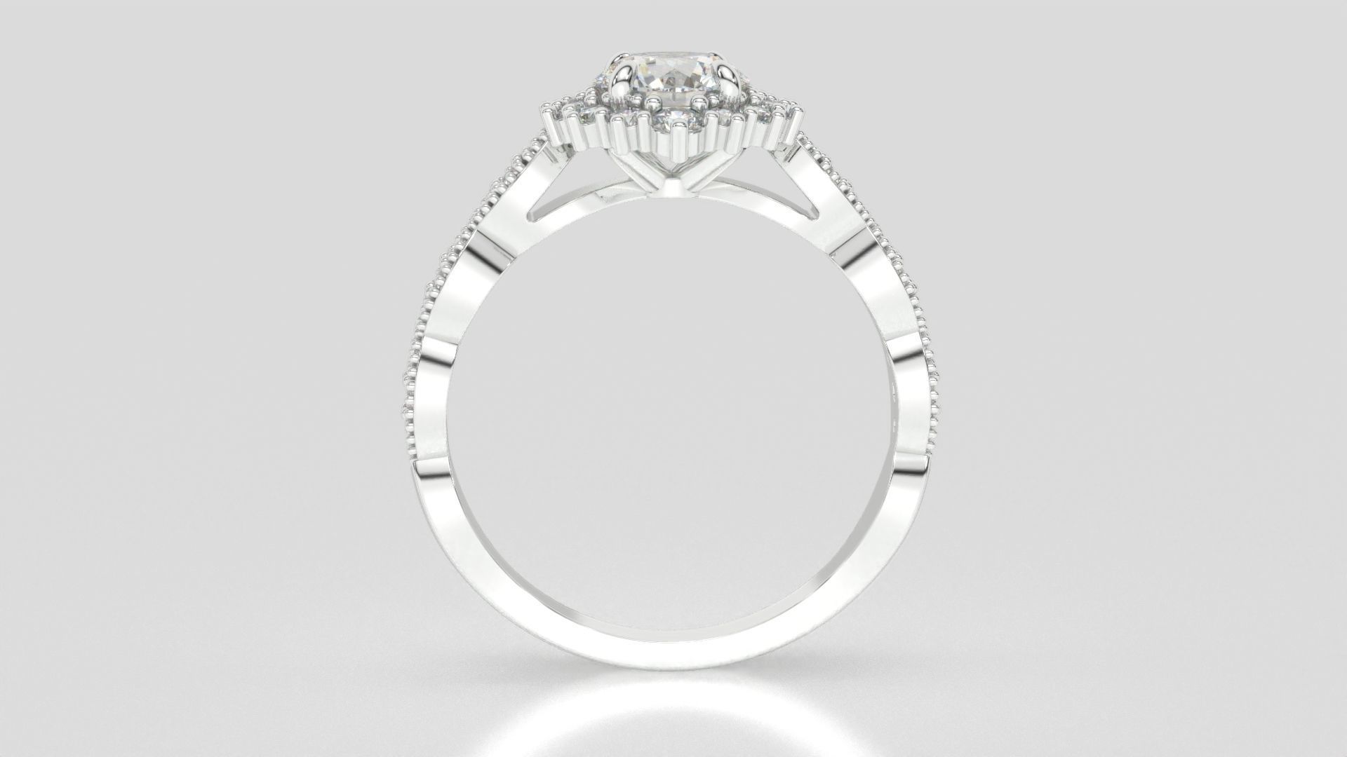 diamonds rings with Halo Round 3D print model_61