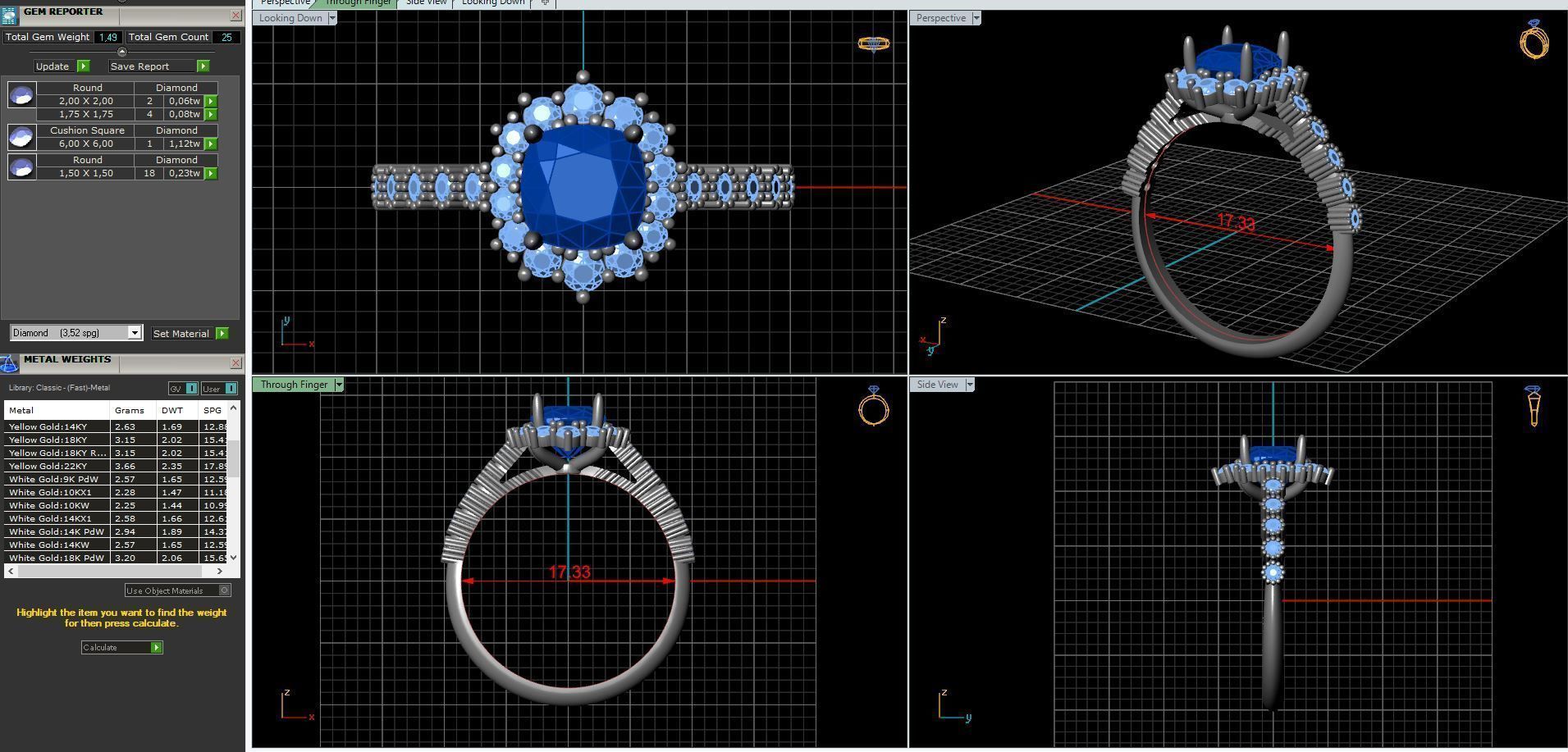 diamonds rings with Halo Round 3D print model_95