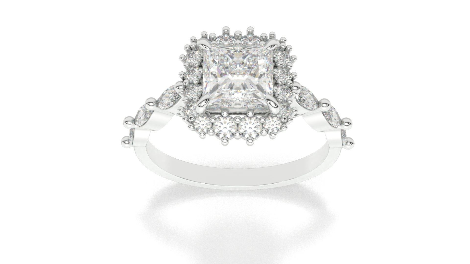 diamonds rings with Halo Round 3D print model_84