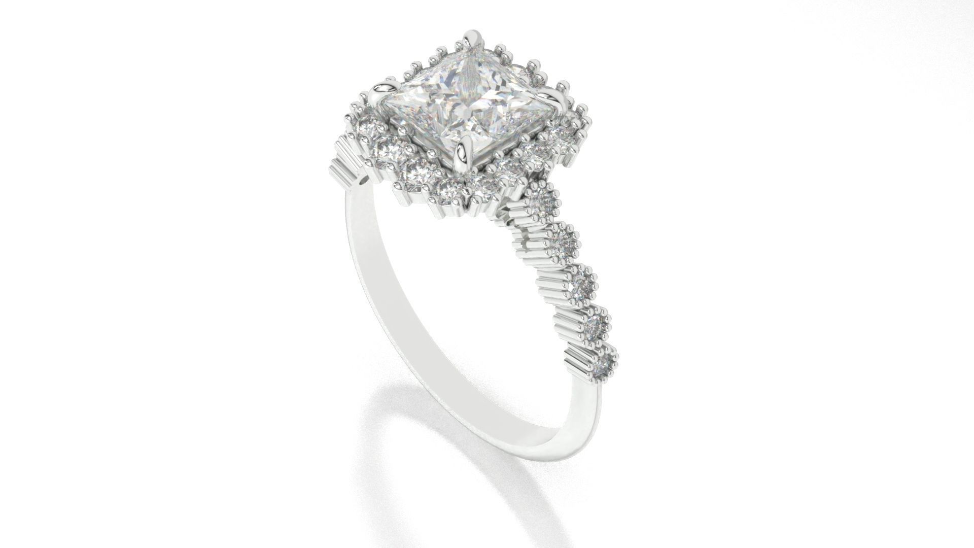 diamonds rings with Halo Round 3D print model_113