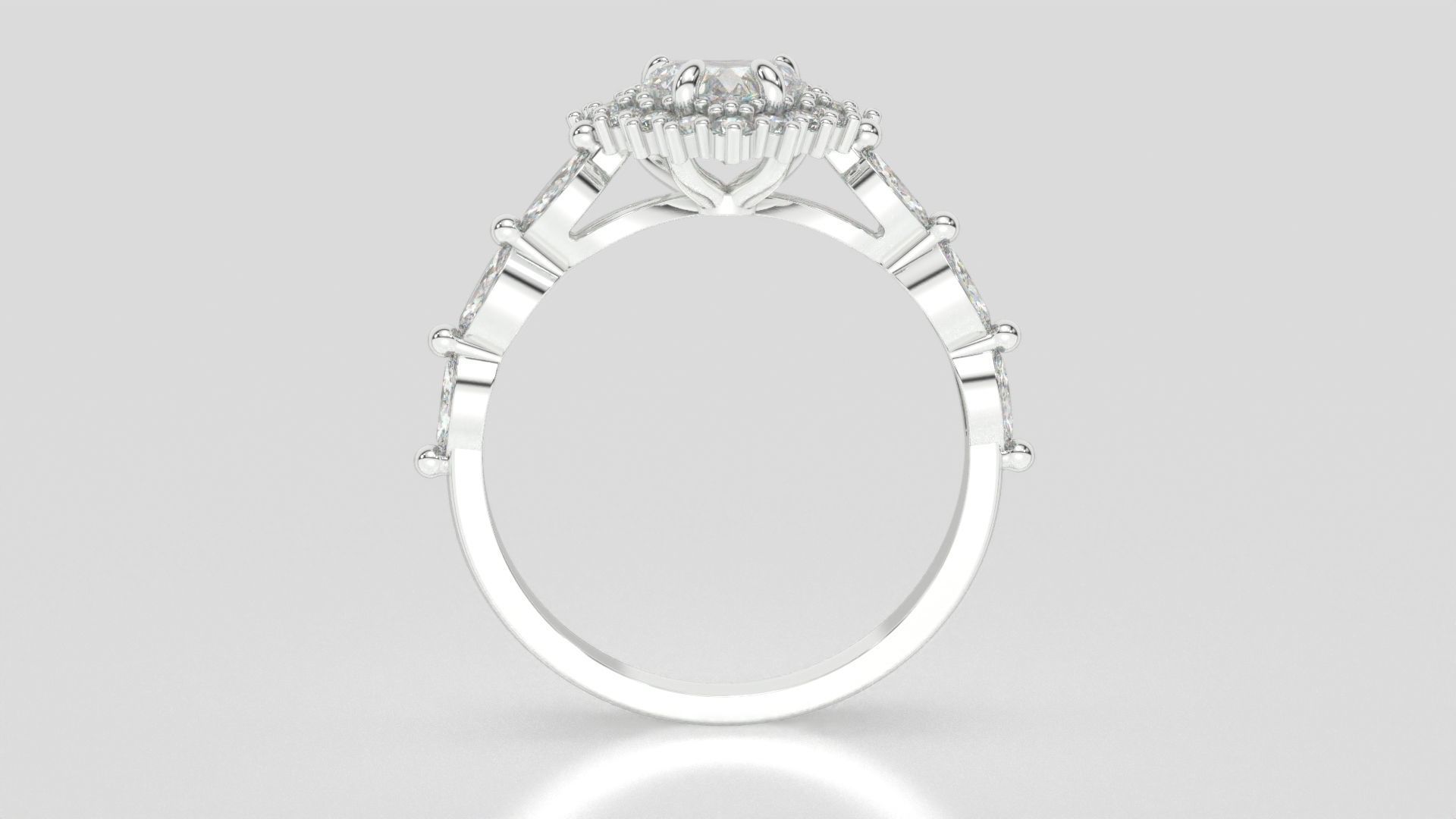 diamonds rings with Halo Round 3D print model_72