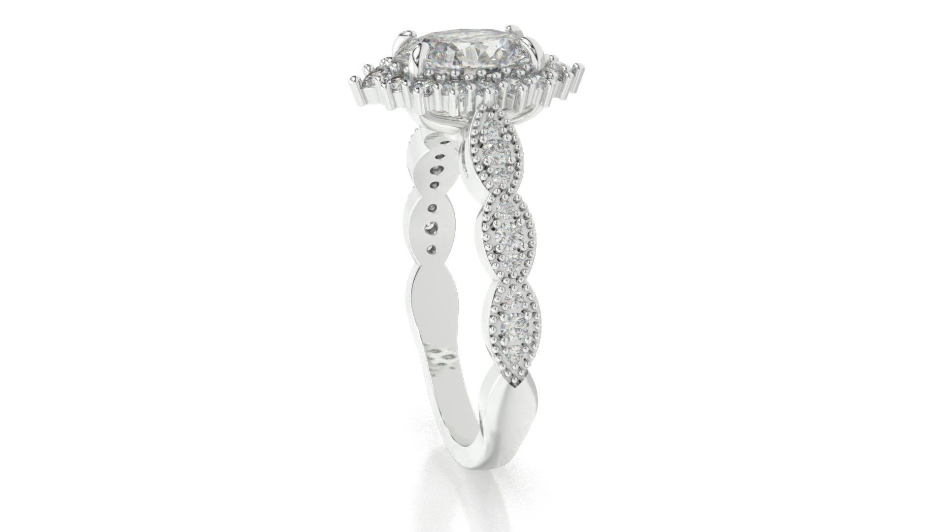 diamonds rings with Halo Round 3D print model_45