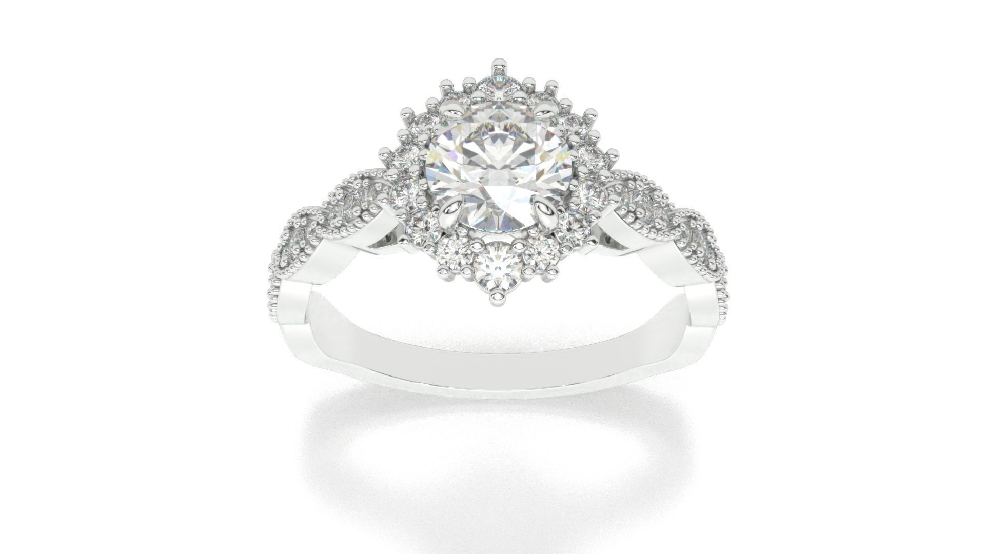 diamonds rings with Halo Round 3D print model_59