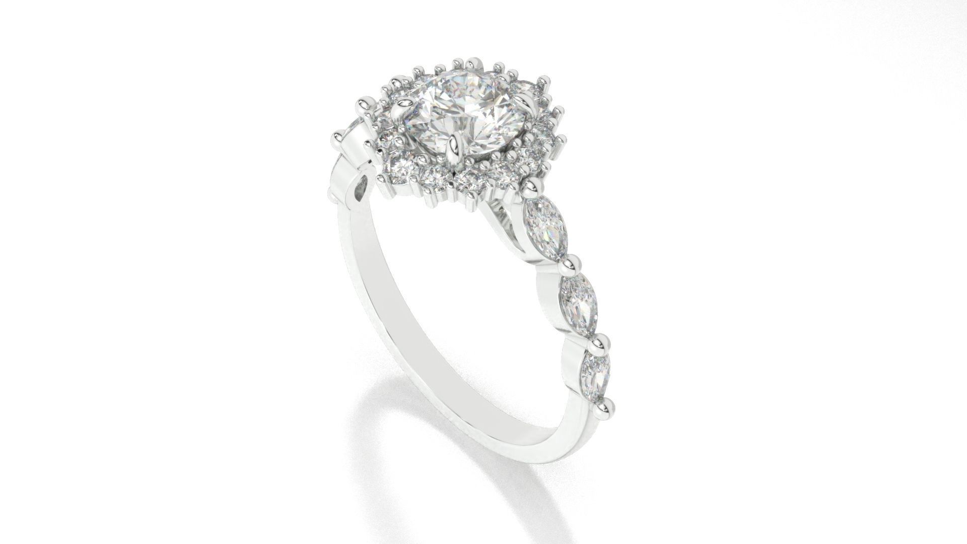 diamonds rings with Halo Round 3D print model_91