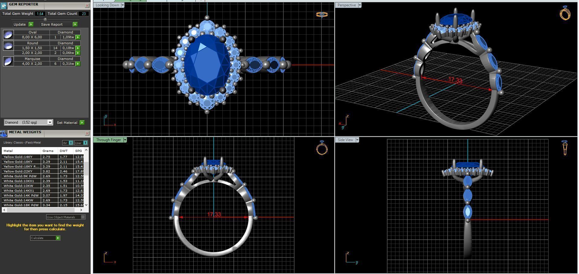 diamonds rings with Halo Round 3D print model_73