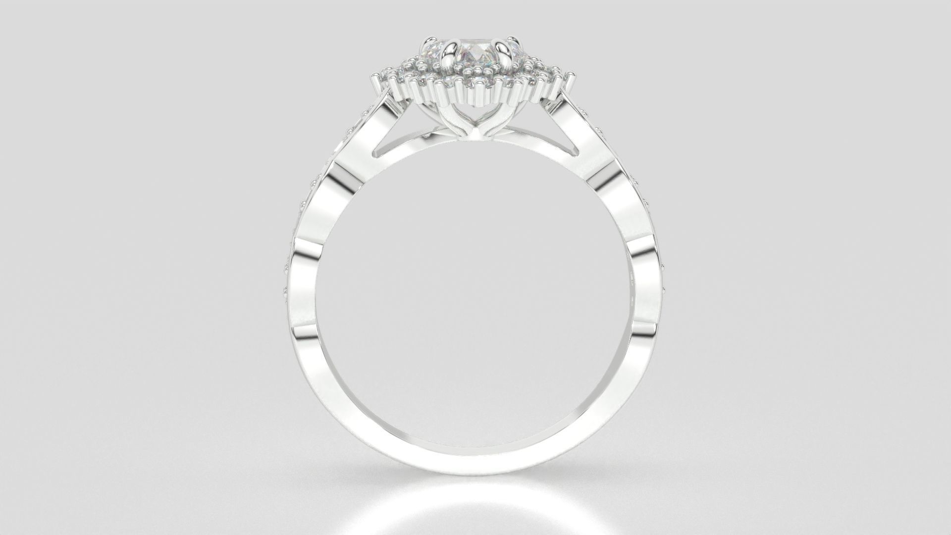 diamonds rings with Halo Round 3D print model_9