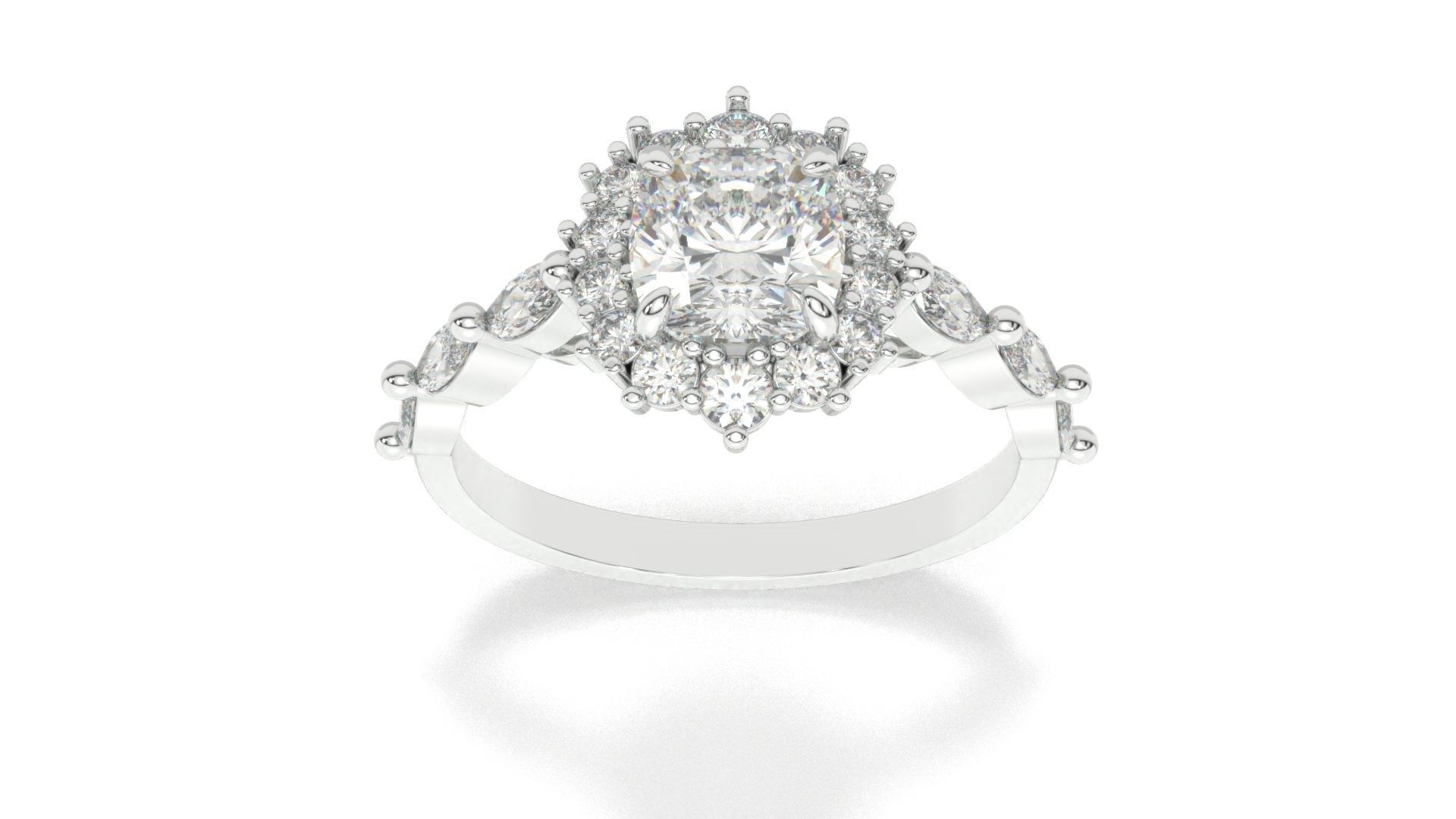 diamonds rings with Halo Round 3D print model_65