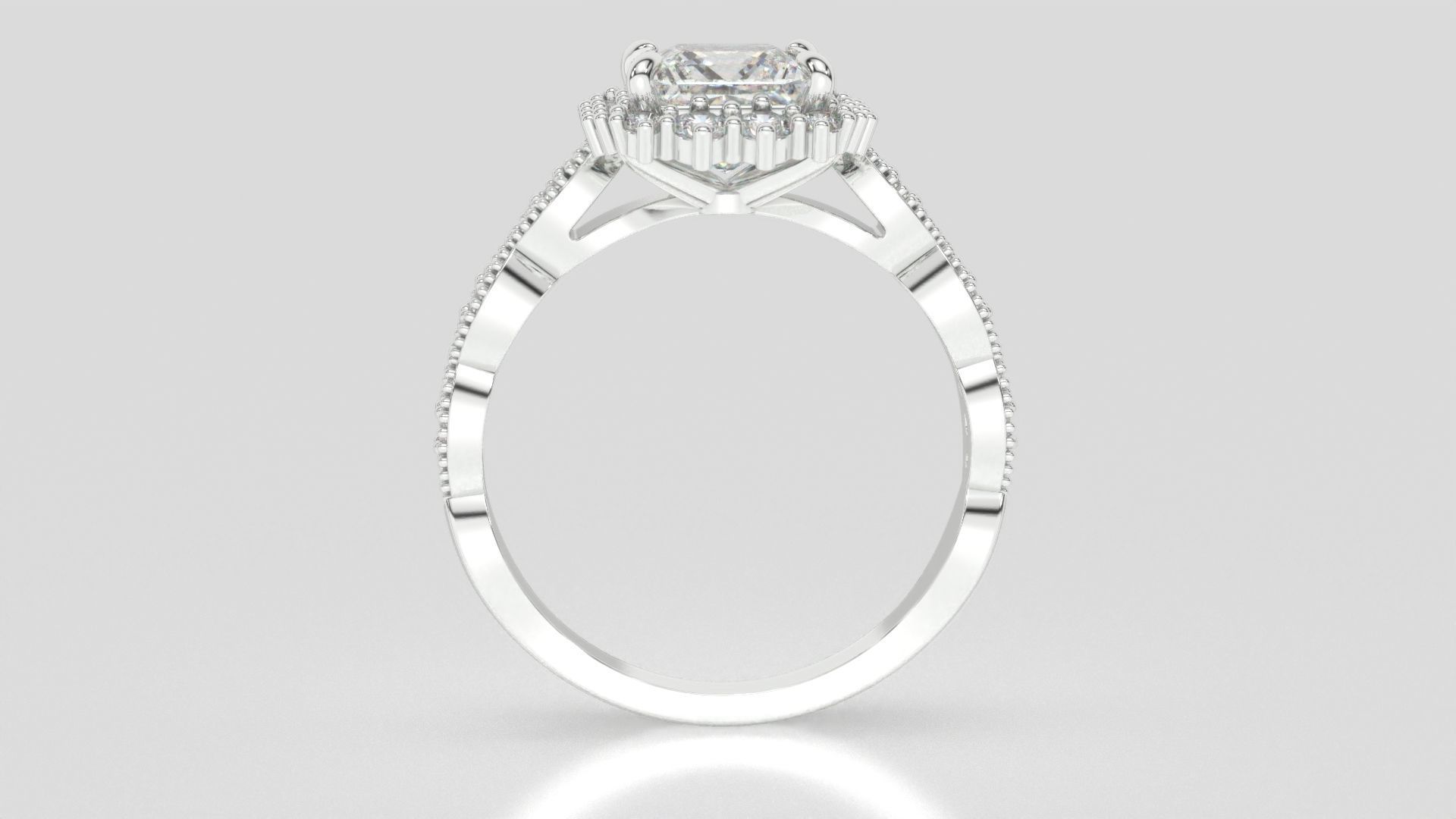 diamonds rings with Halo Round 3D print model_54