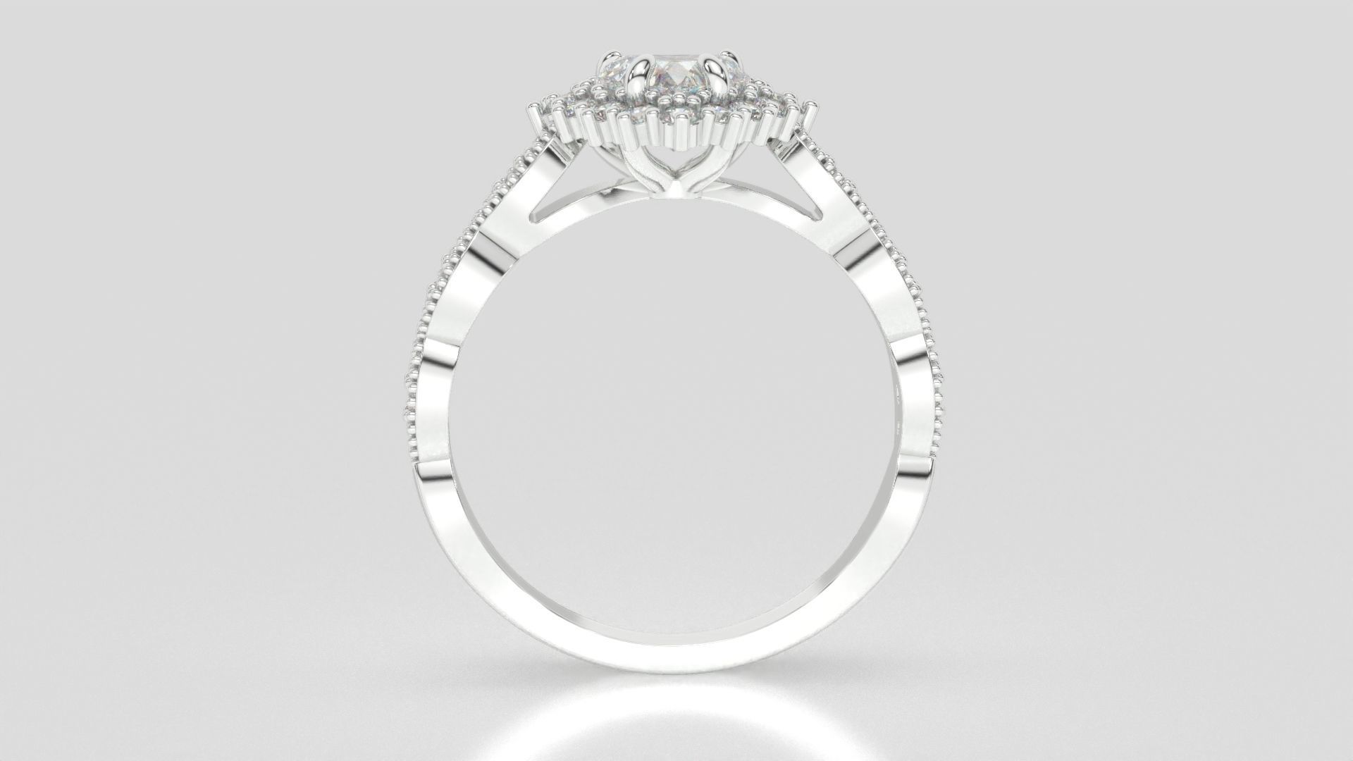 diamonds rings with Halo Round 3D print model_39