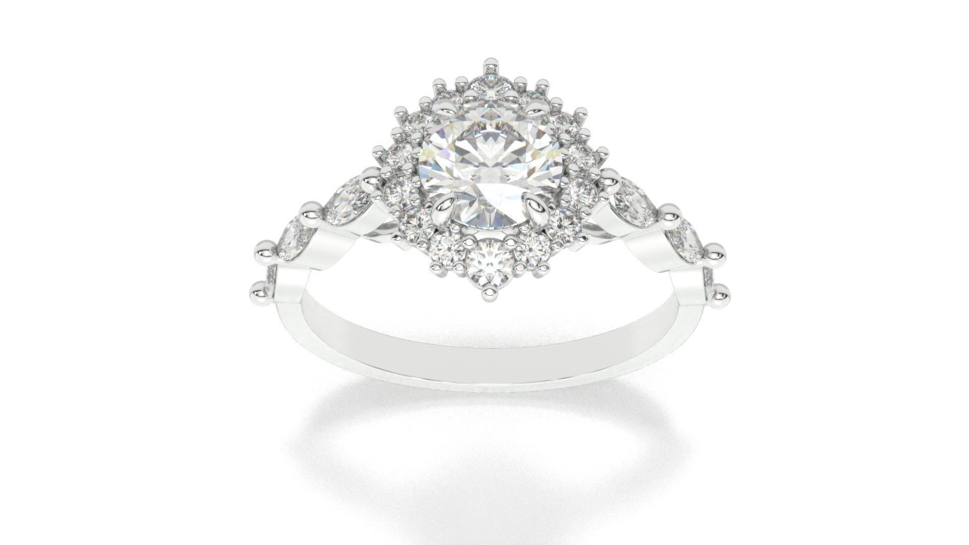 diamonds rings with Halo Round 3D print model_89