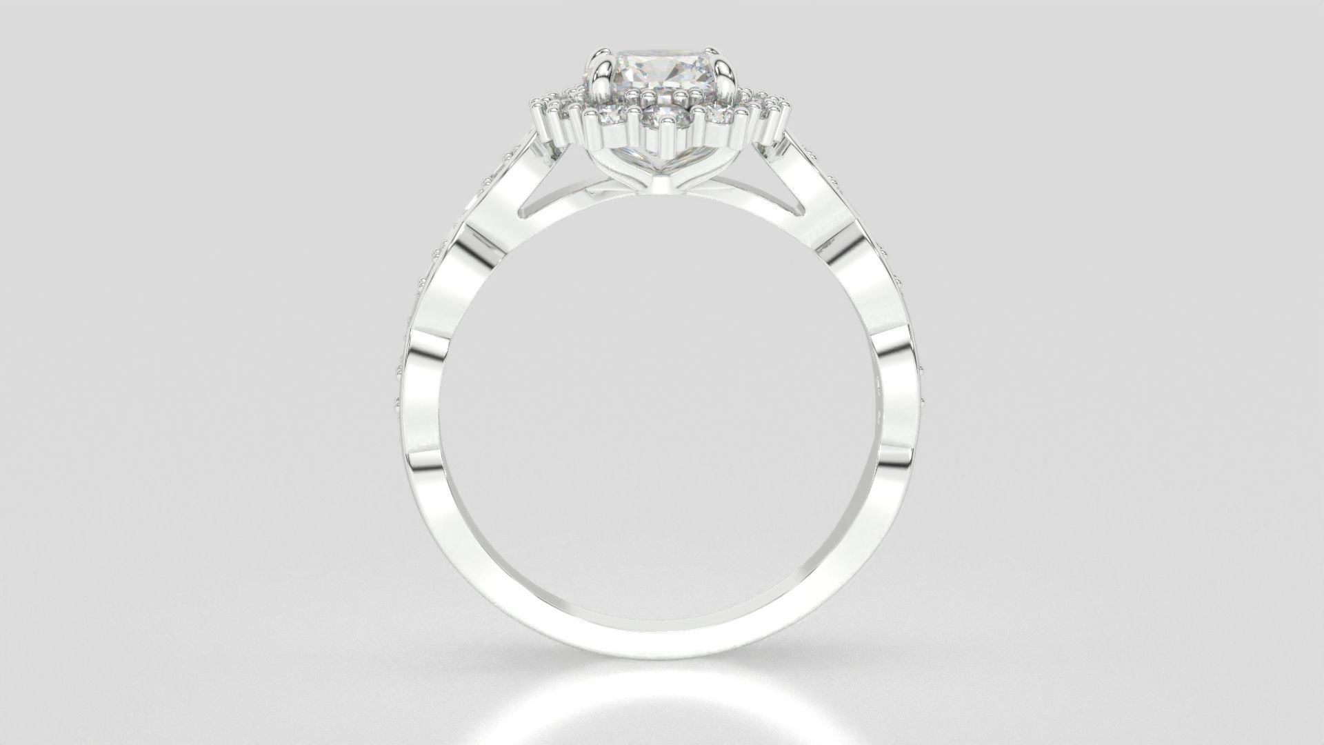 diamonds rings with Halo Round 3D print model_4