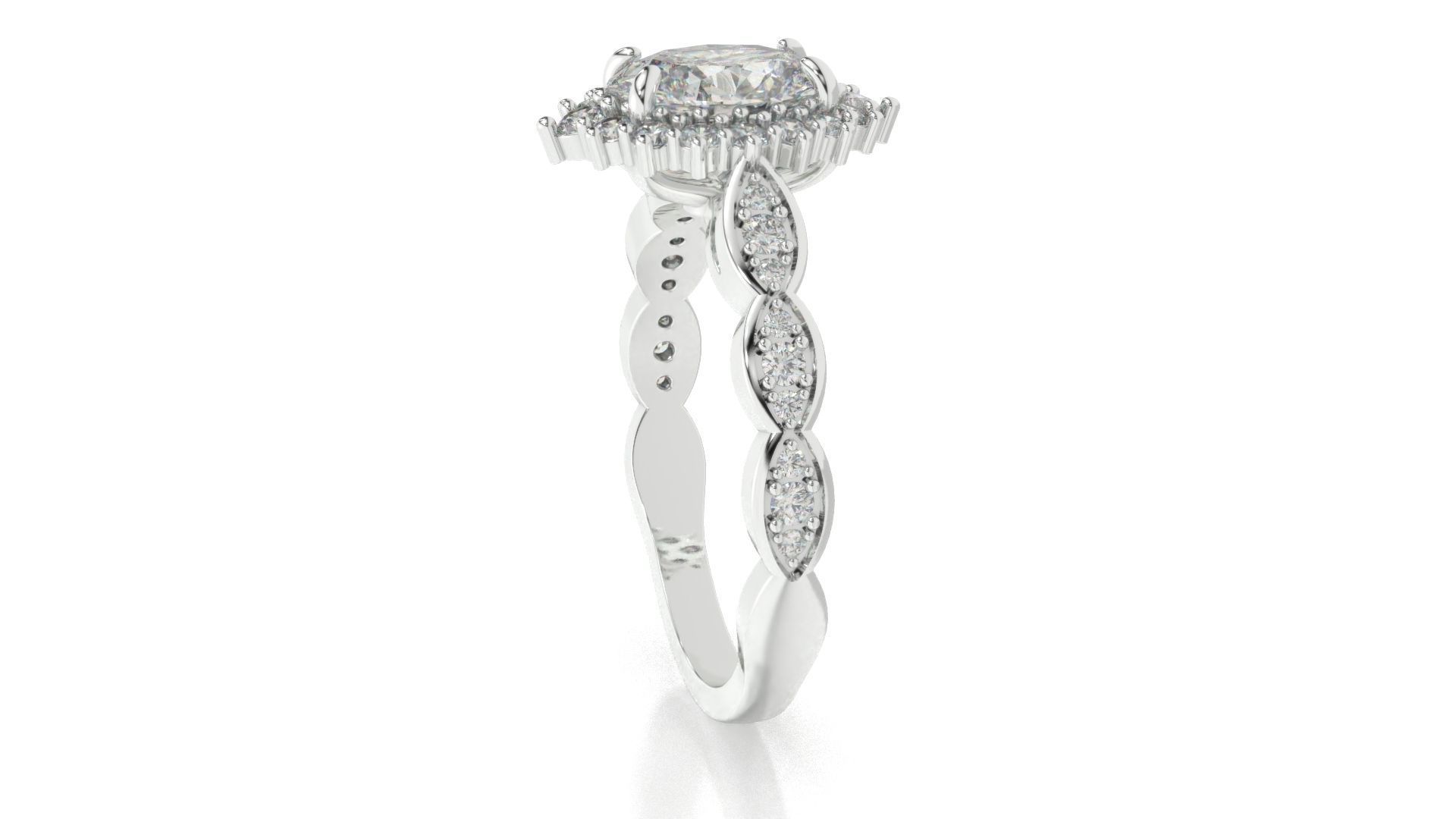 diamonds rings with Halo Round 3D print model_15