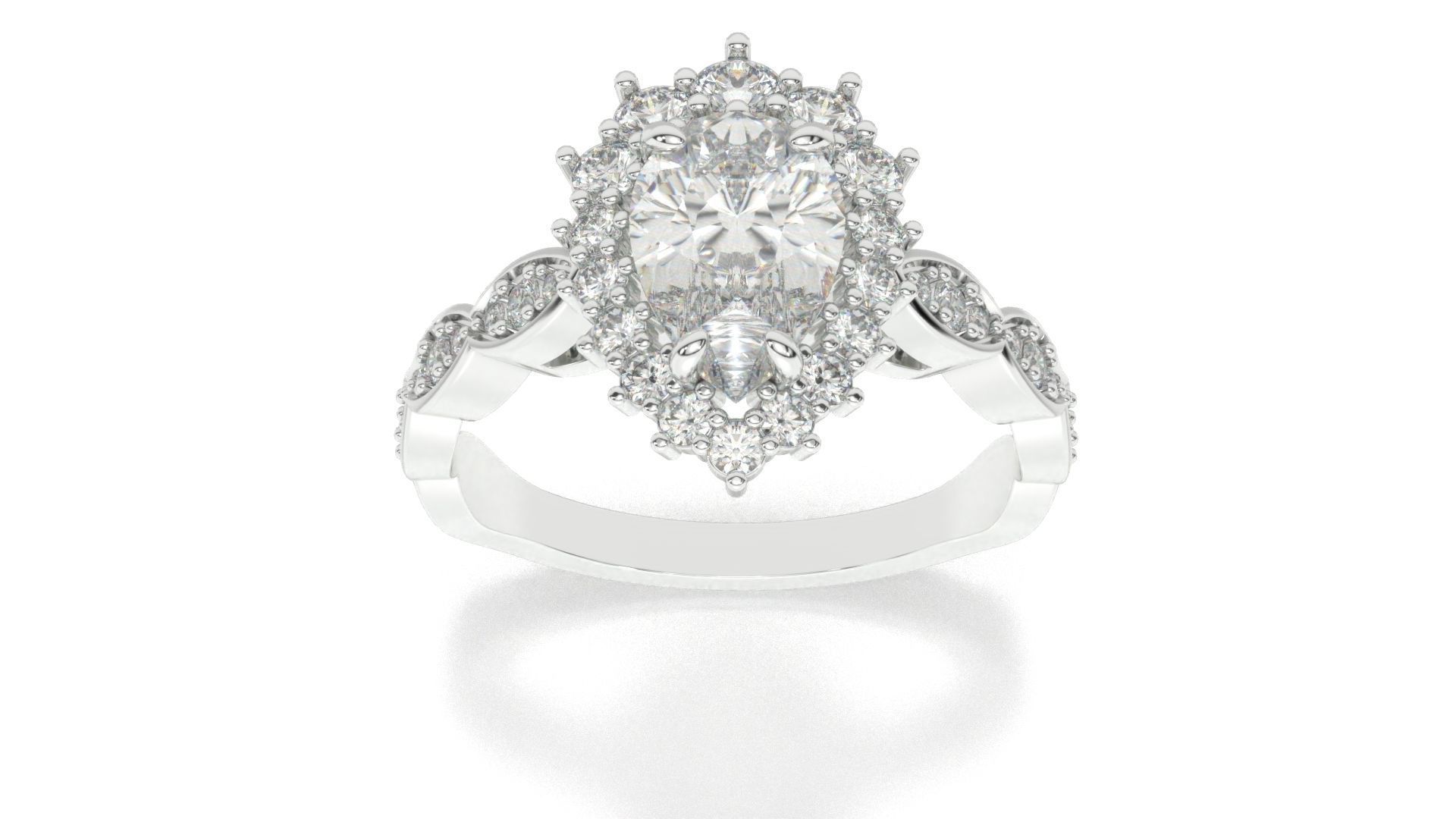 diamonds rings with Halo Round 3D print model_18