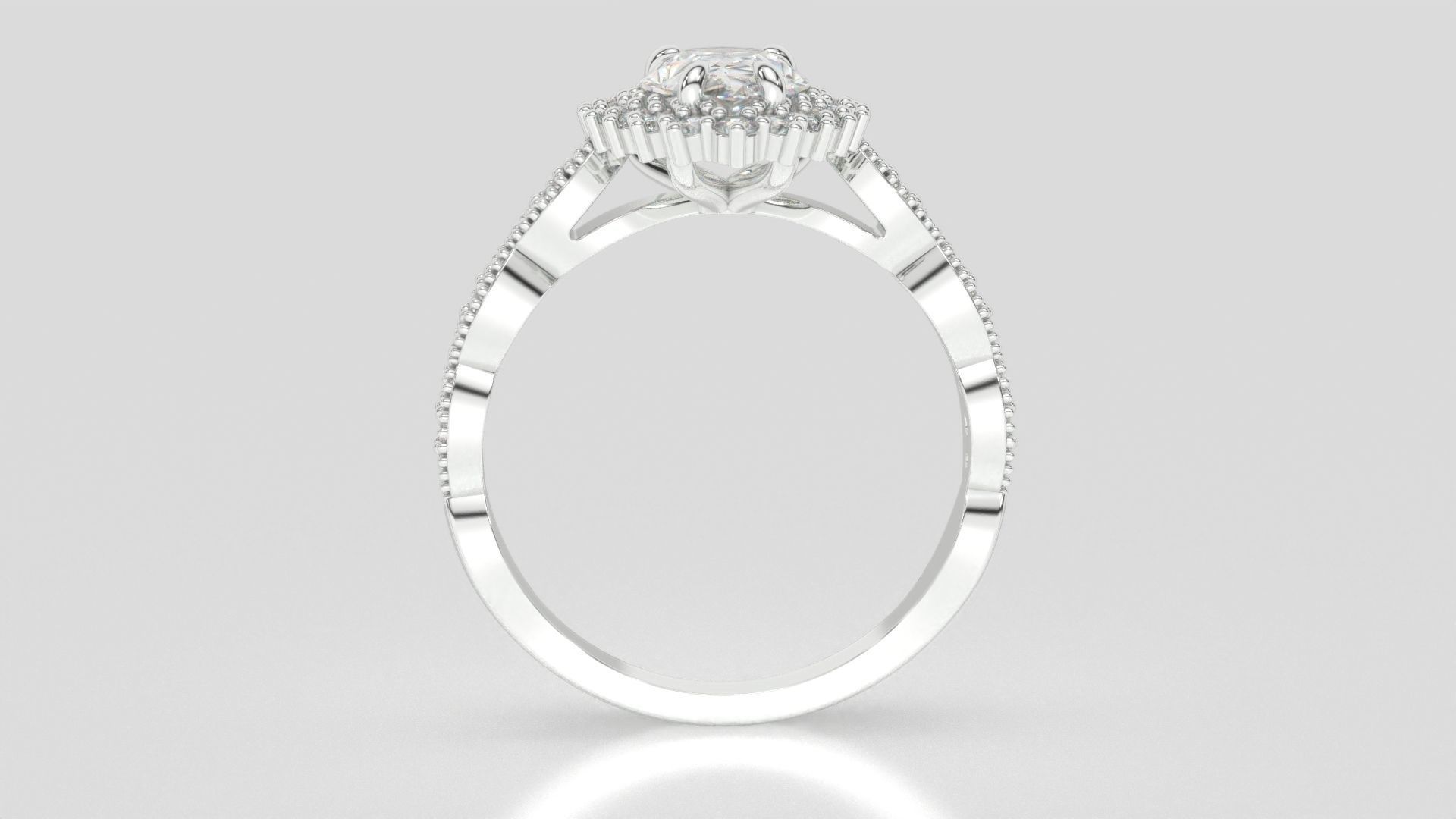 diamonds rings with Halo Round 3D print model_49