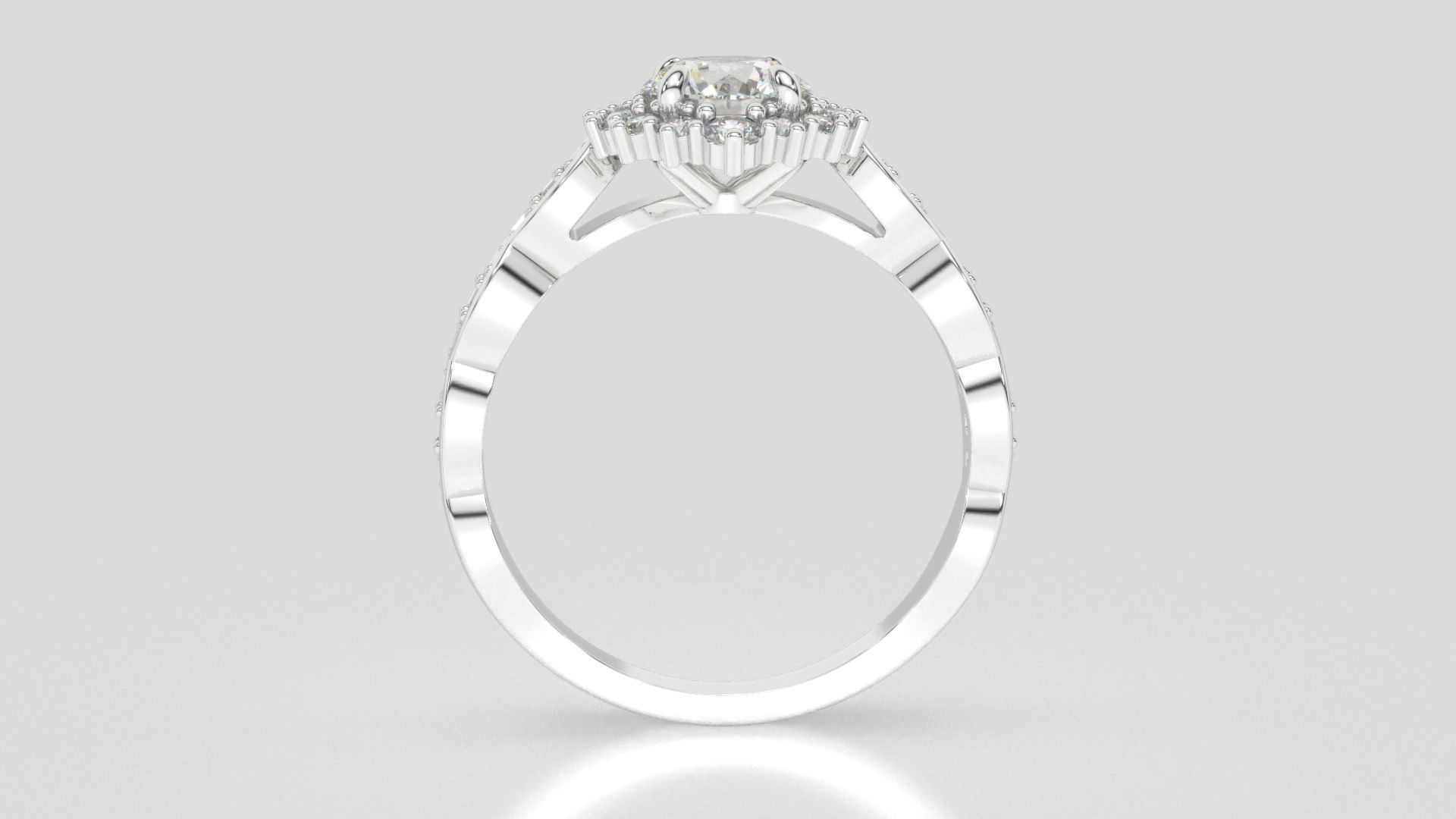 diamonds rings with Halo Round 3D print model_29