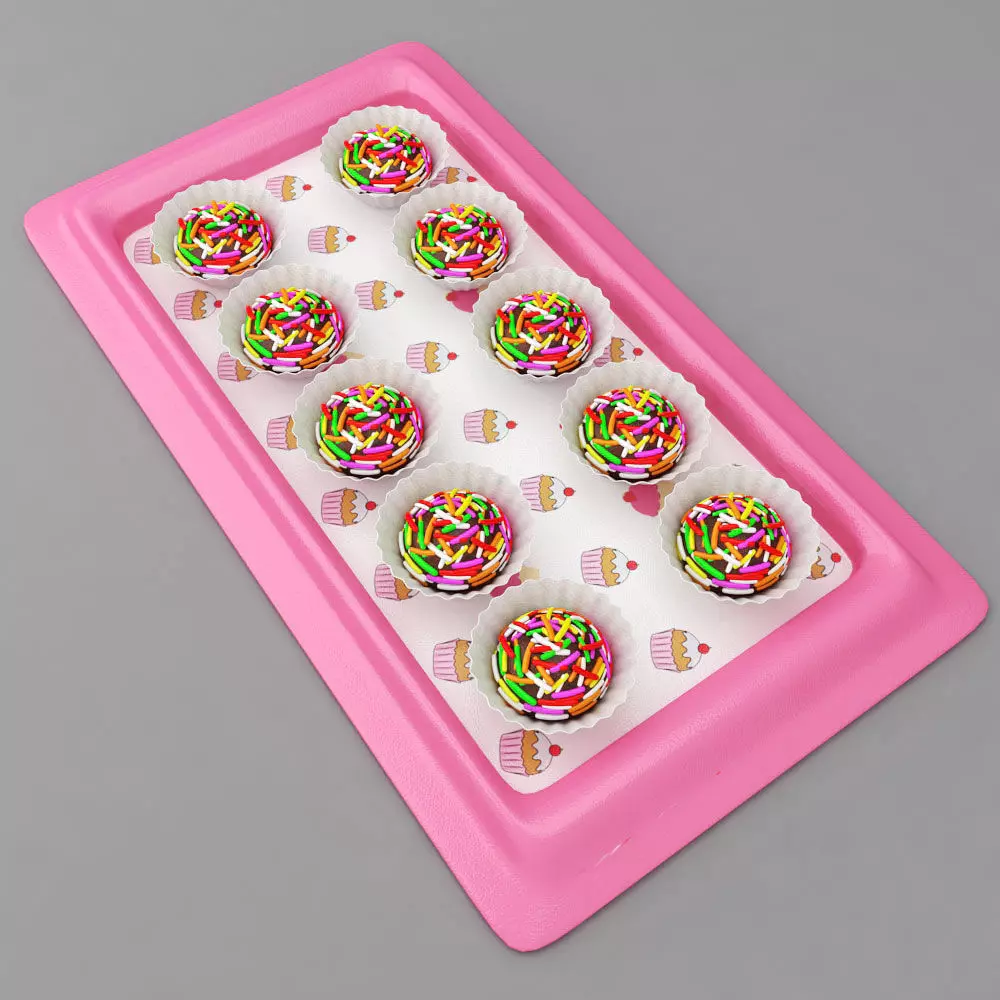 Chocolate balls on serving plate 3d model  3D model_0