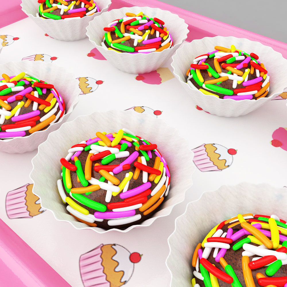 Chocolate balls on serving plate 3d model  3D model_2