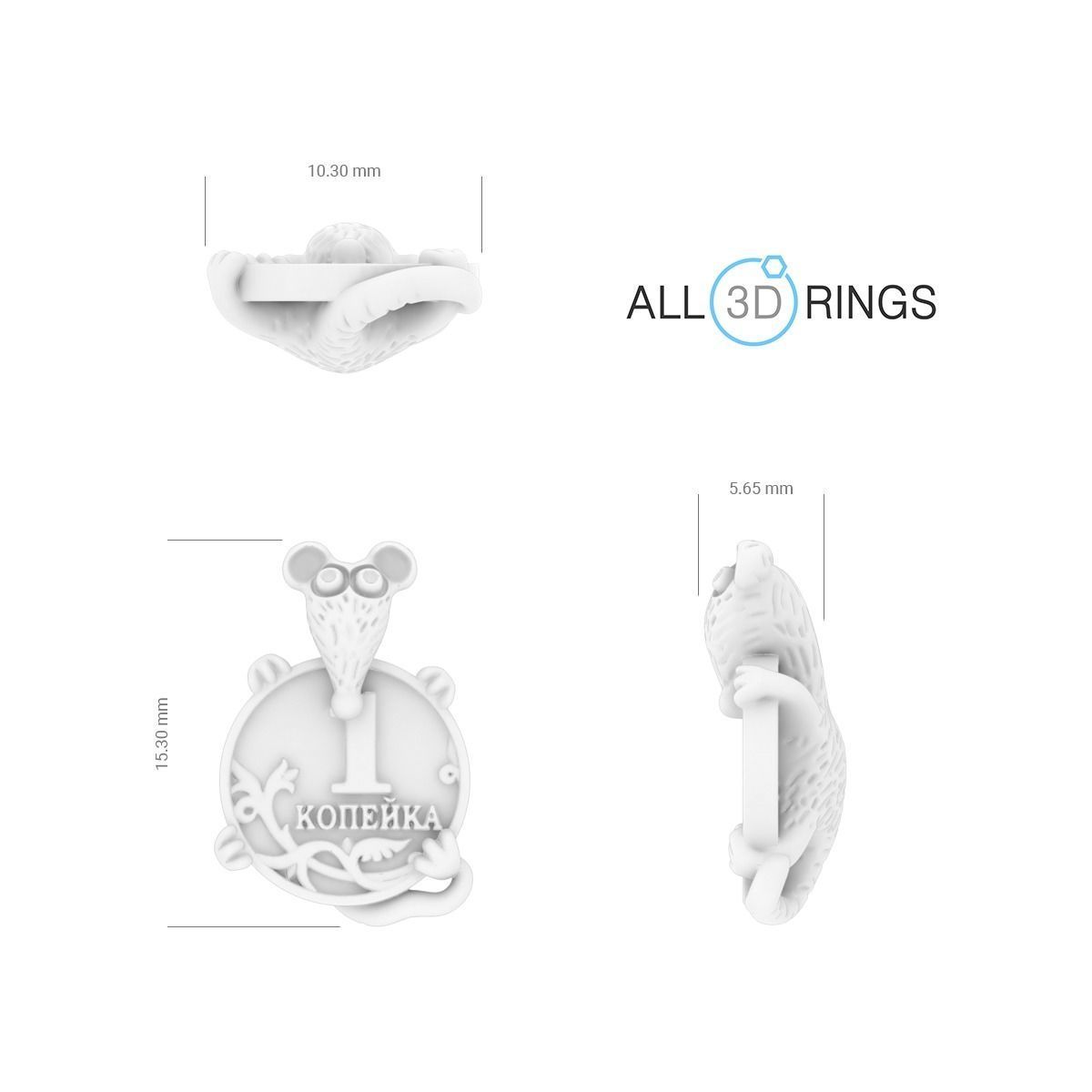 Coin with mouse 3D print model_1