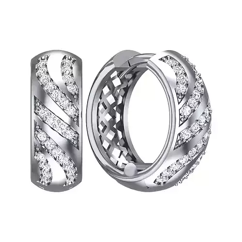 Earrings geometry with diamonds