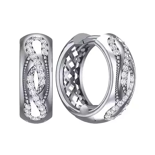 Earrings geometry with diamonds