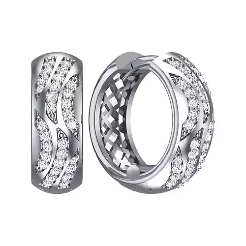 Earrings geometry with diamonds