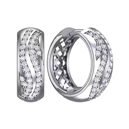 Earrings geometry with diamonds