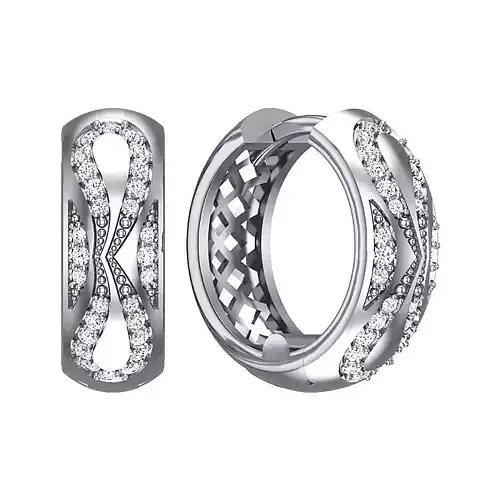 Earrings geometry with diamonds