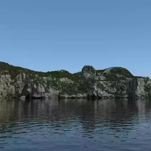 Cliff with Palms 3D model