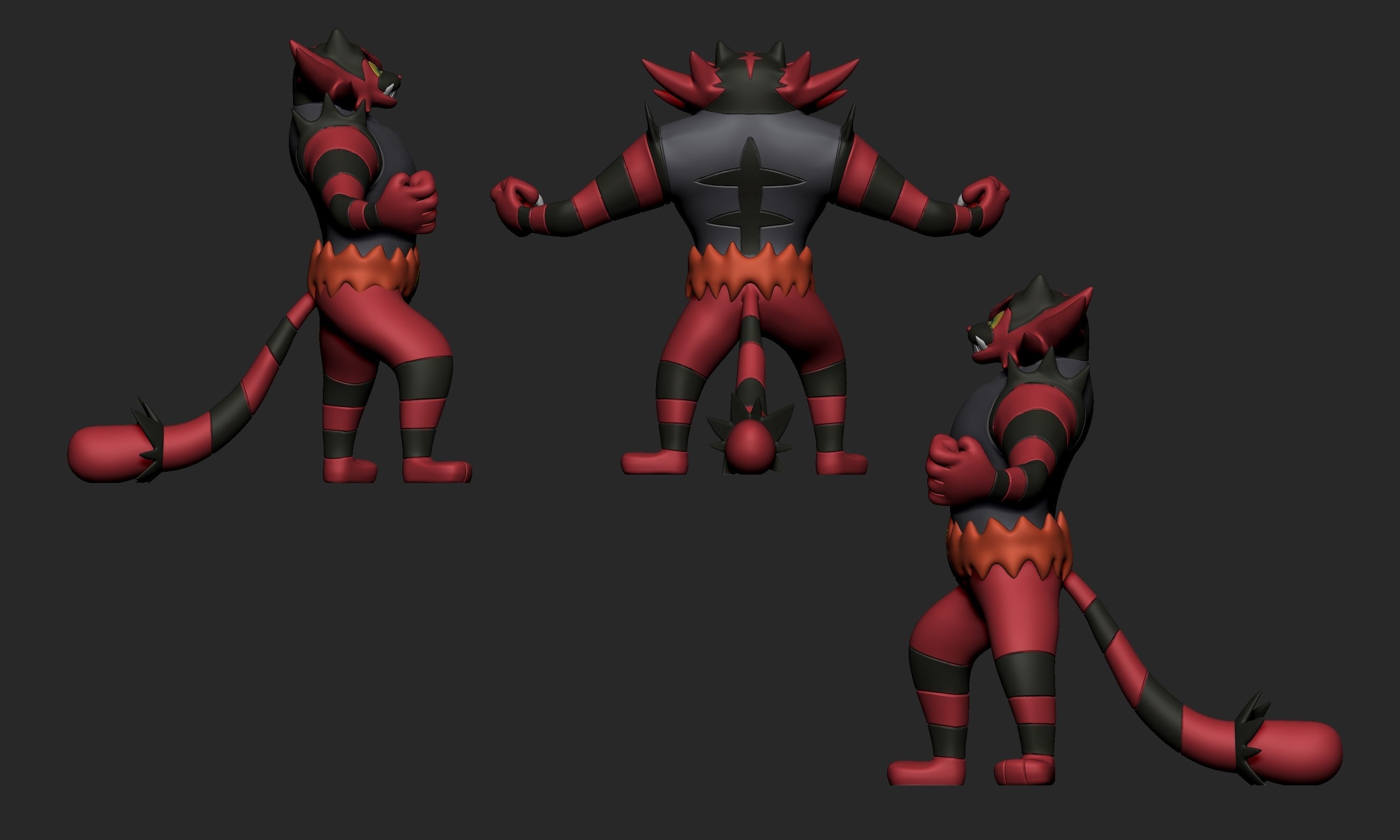 Pokemon - Litten Torracat and Incineroar 3D print model_2