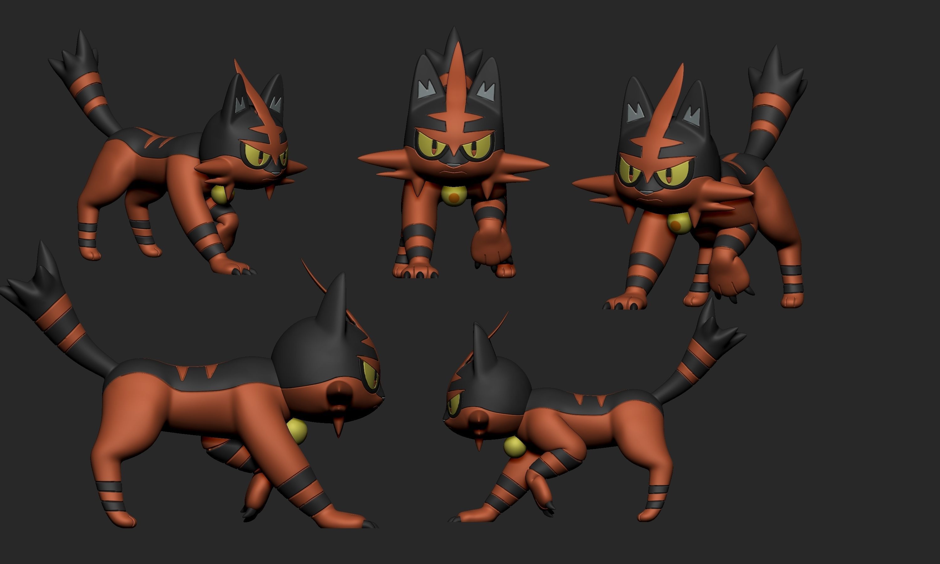Pokemon - Litten Torracat and Incineroar 3D print model_12