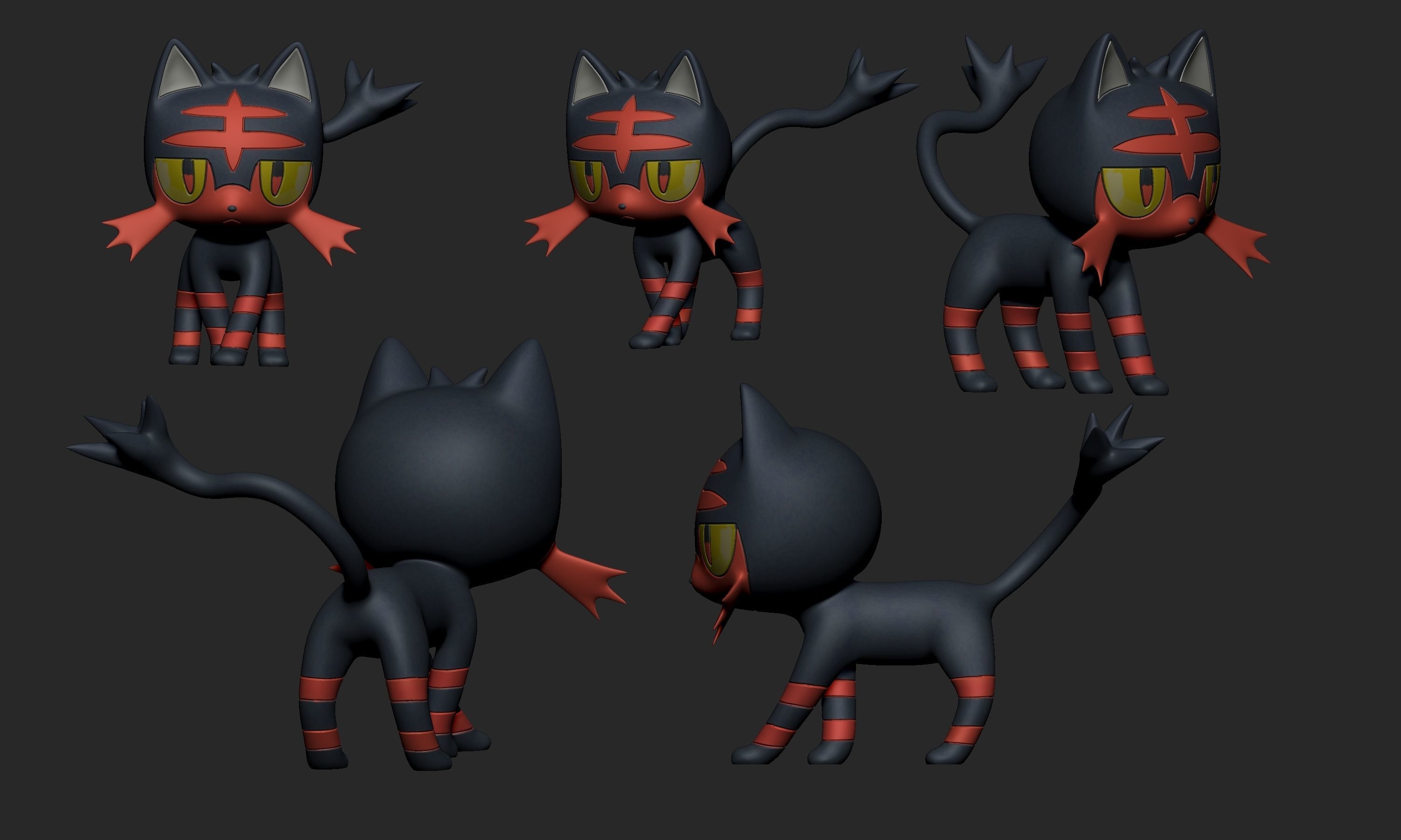Pokemon - Litten Torracat and Incineroar 3D print model_7