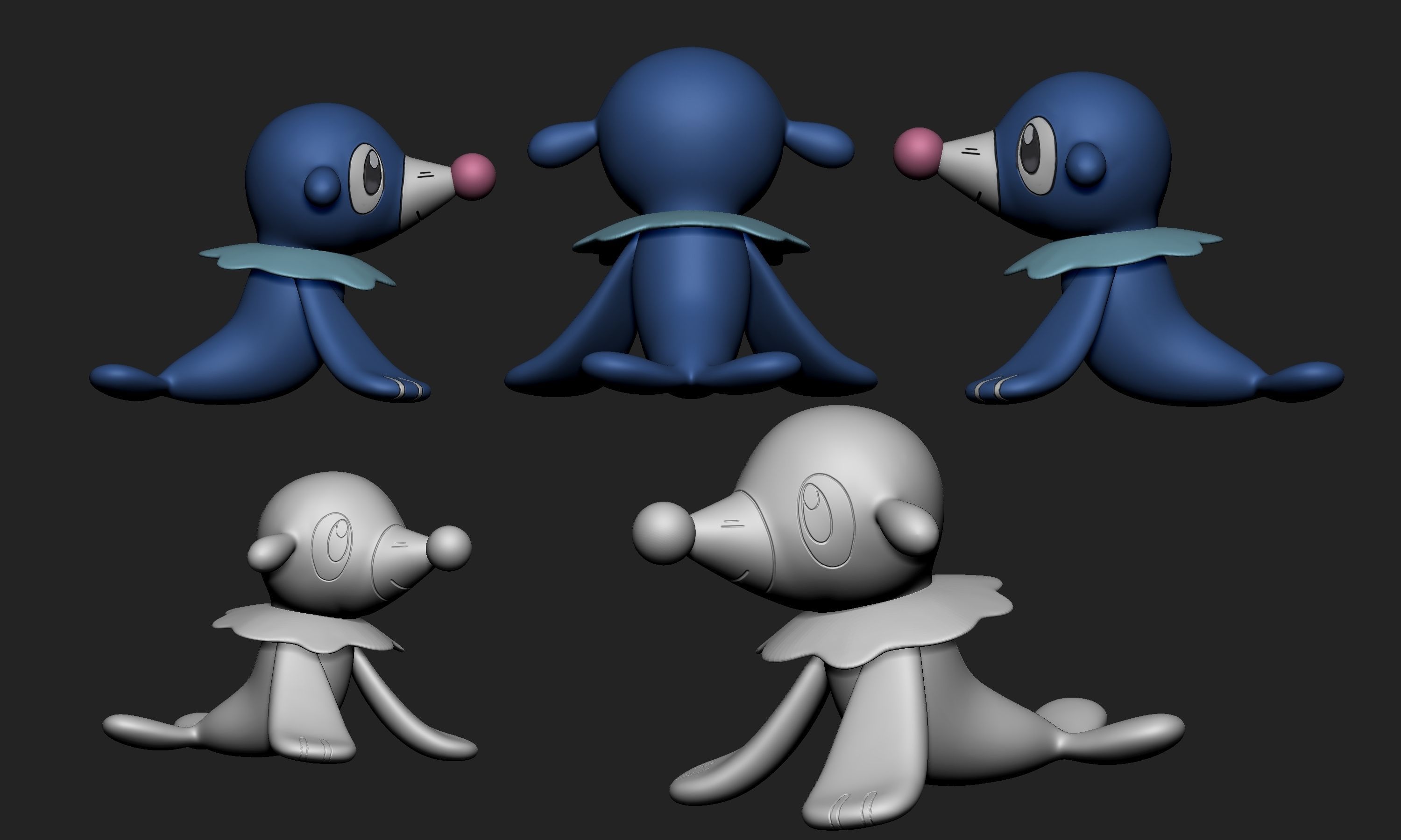 Pokemon - Popplio with 2 poses free 3D model 3D printable | CGTrader