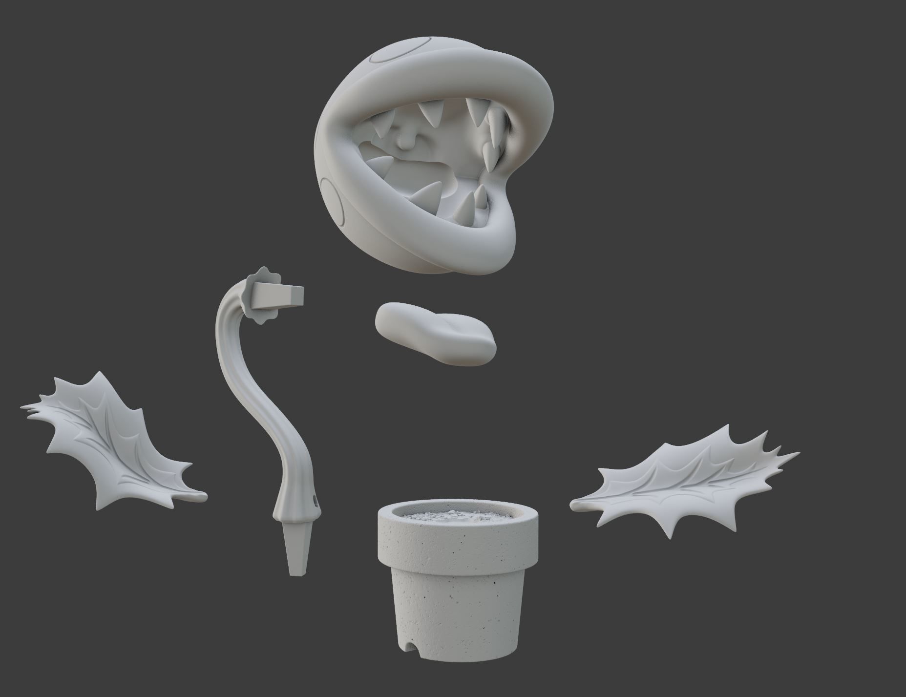 Piranha Plant from Smash Brothers - 3D PRINTABLE STATUE 3D print model_5