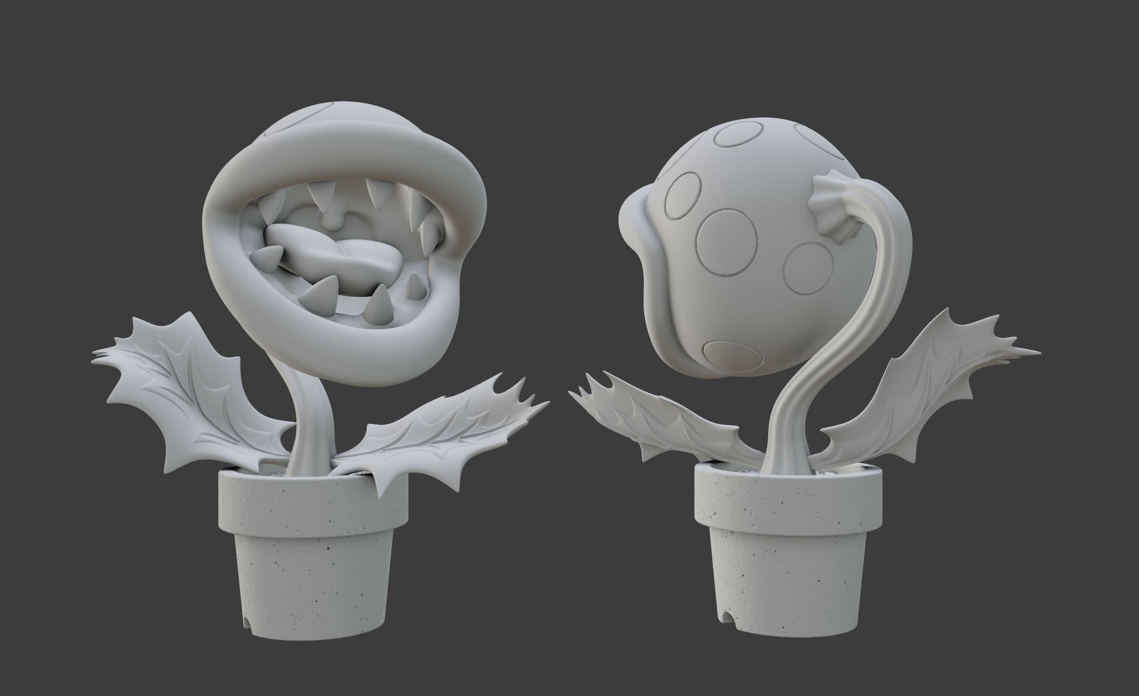Piranha Plant from Smash Brothers - 3D PRINTABLE STATUE 3D print model_4