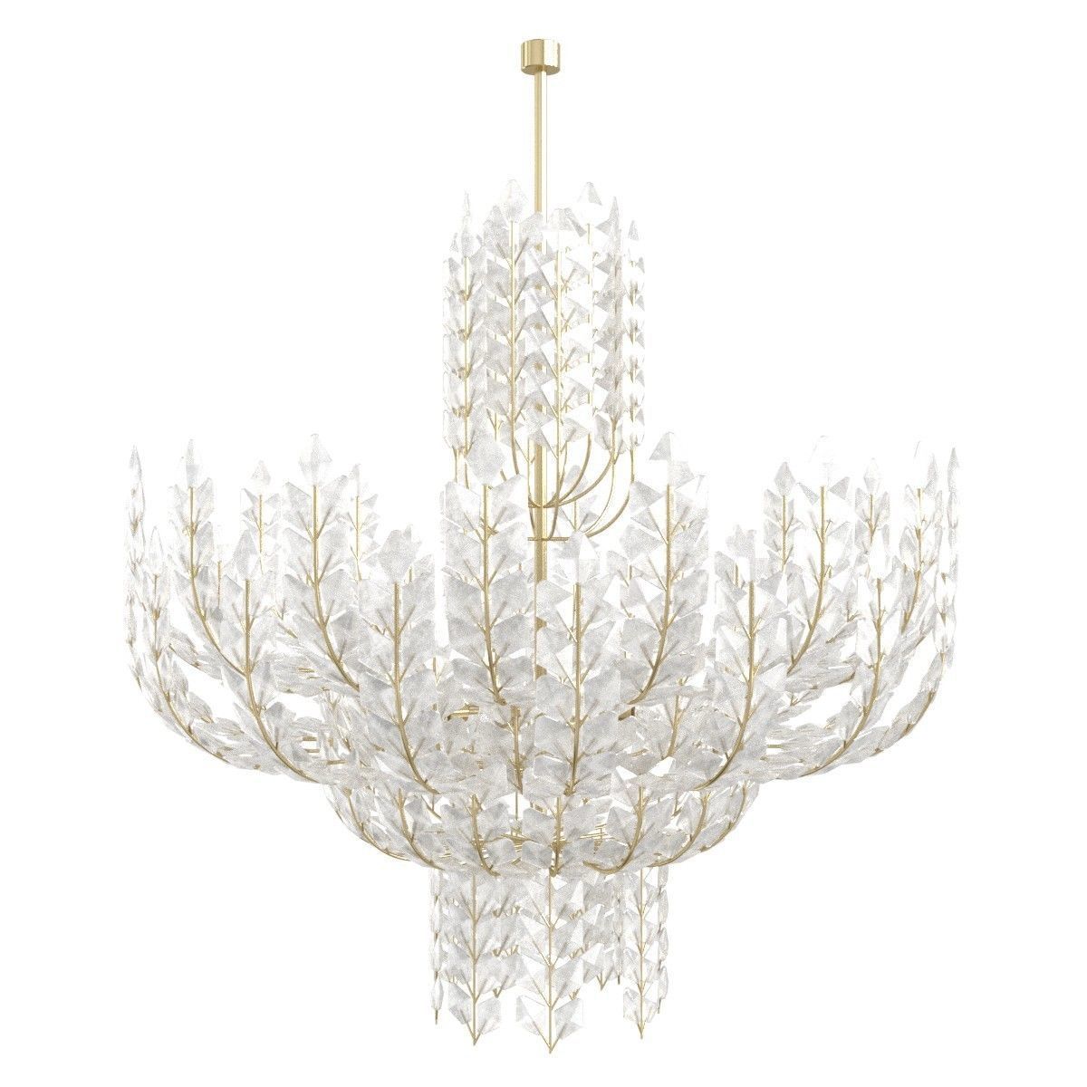 Custom made crystal art deco floral chandelier 3D model_1