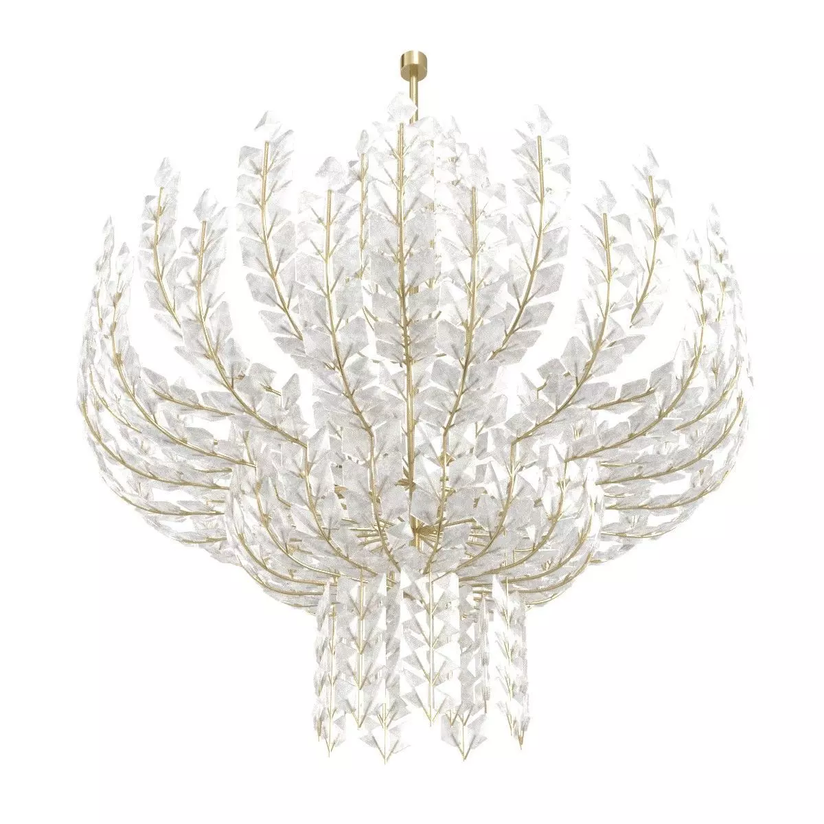 Custom made crystal art deco floral chandelier 3D model_0