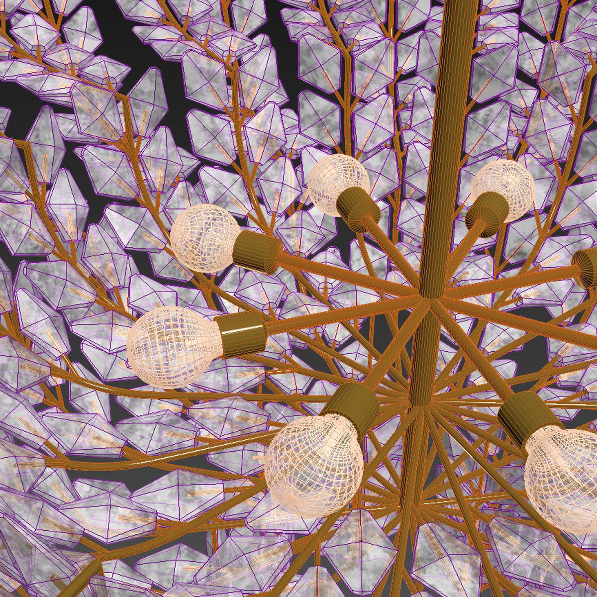 Custom made crystal art deco floral chandelier 3D model_7