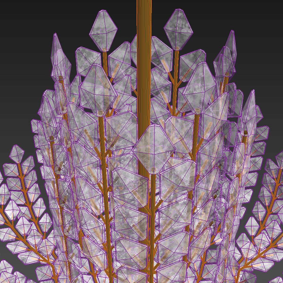 Custom made crystal art deco floral chandelier 3D model_8