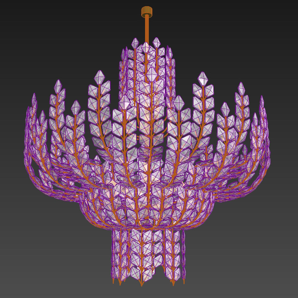 Custom made crystal art deco floral chandelier 3D model_9
