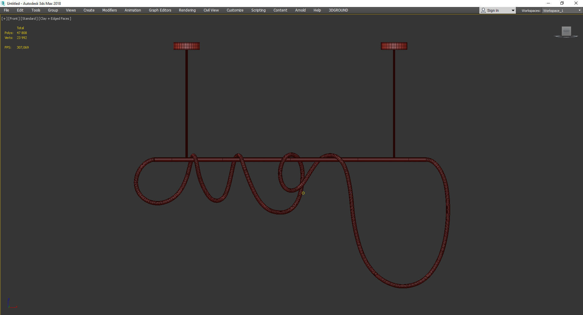 Rope luke LED Pendant Light Low-poly 3D model_3