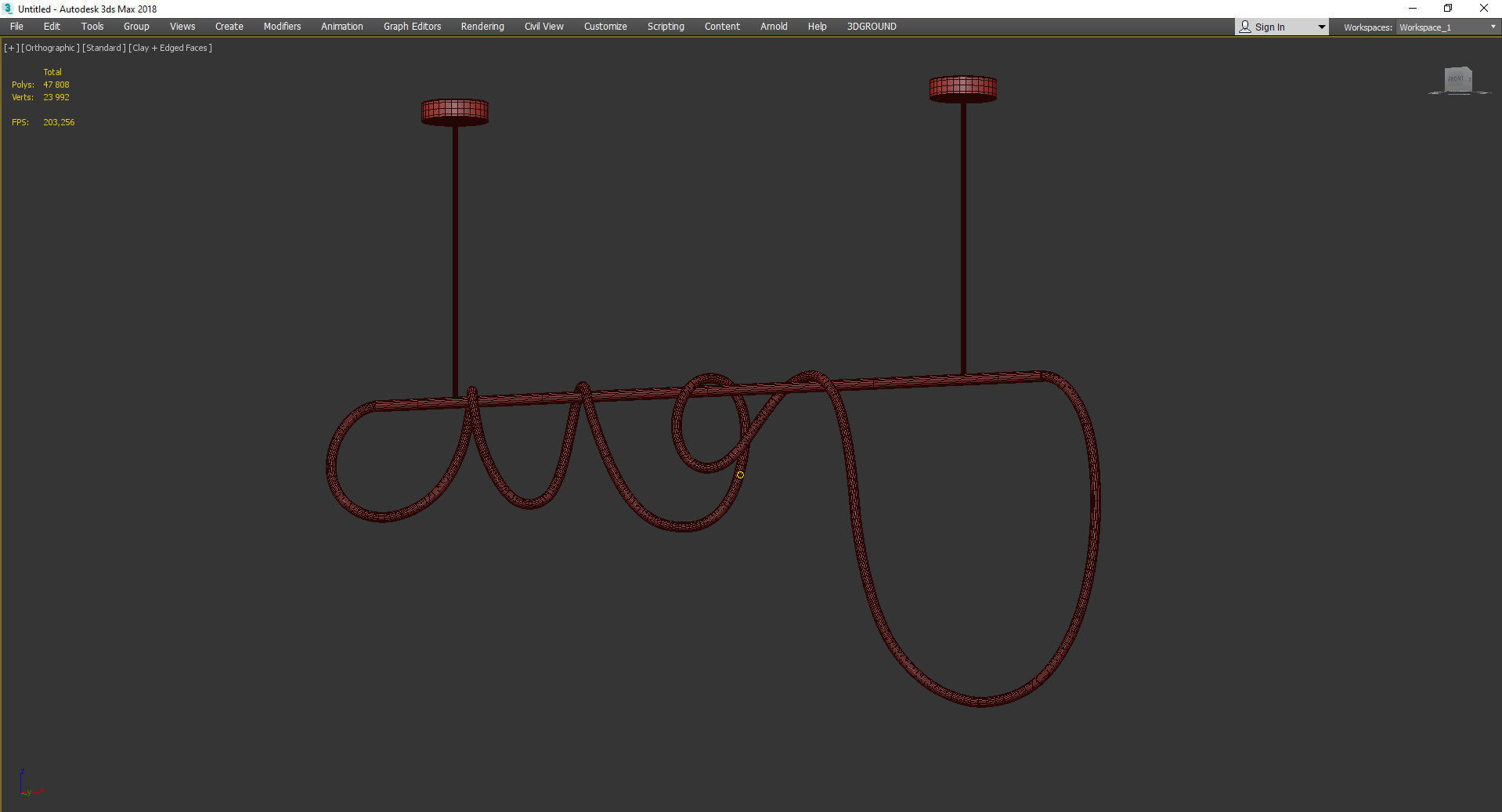 Rope luke LED Pendant Light Low-poly 3D model_4