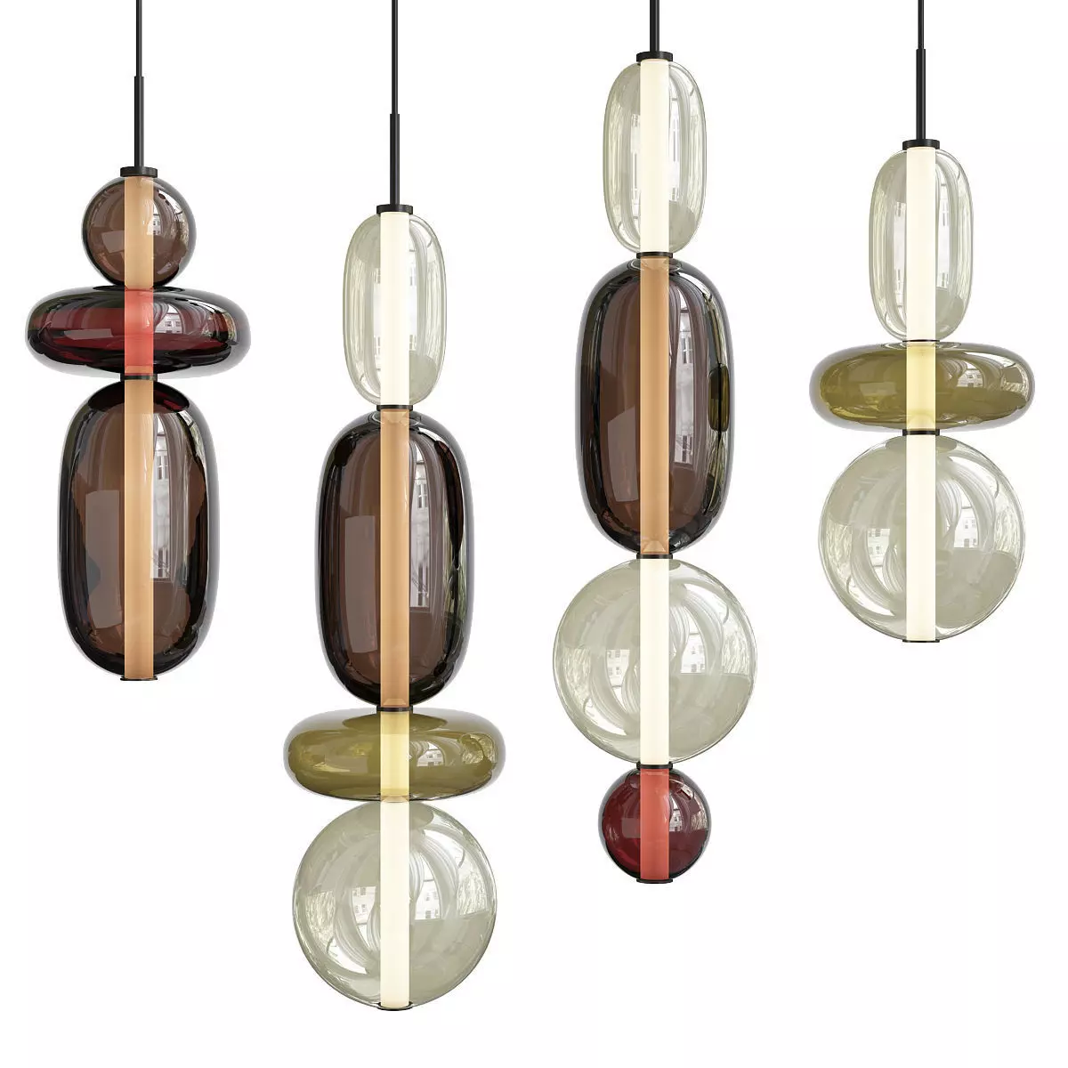 Alani Glass Pendant Light Low-poly 3D model_0