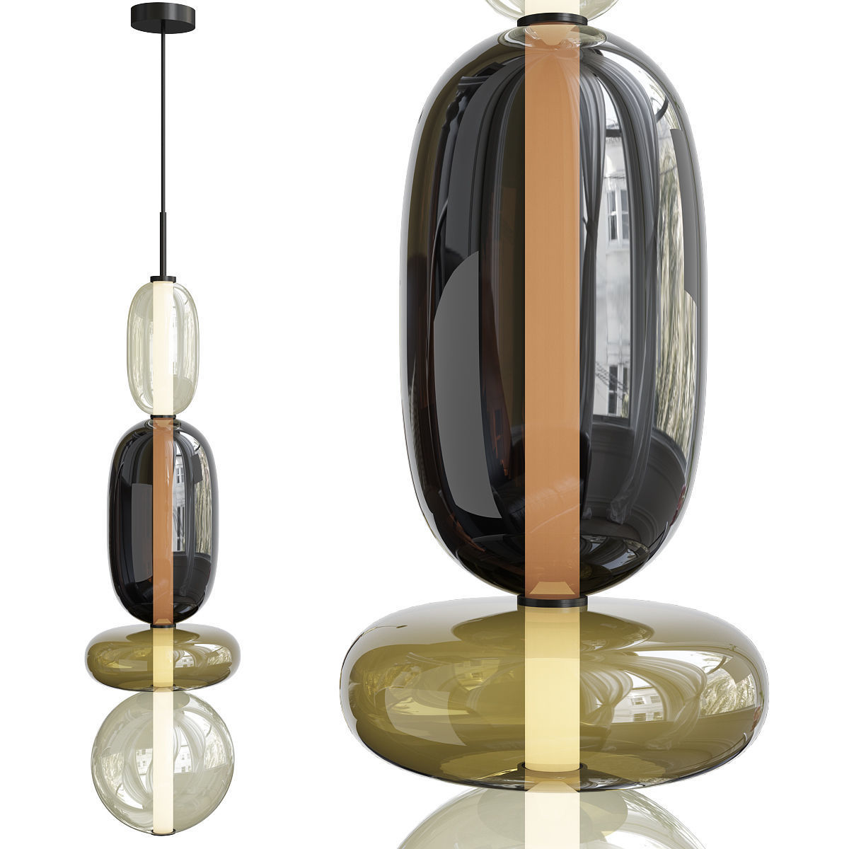 Alani Glass Pendant Light Low-poly 3D model_1