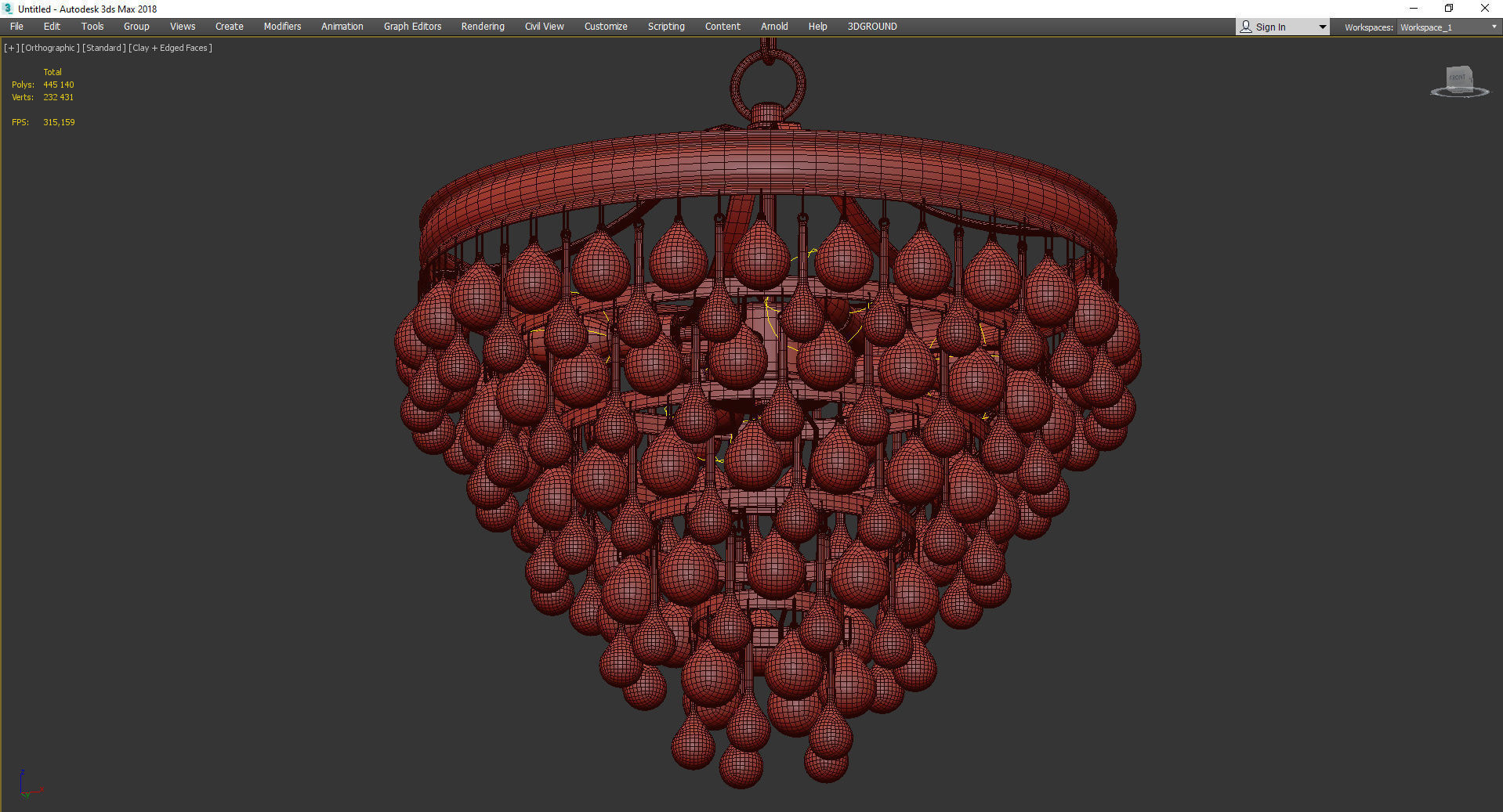 CRYSTAL BALL WEDDING CAKE LANTERN CONVERTIBLE Low-poly 3D model_3