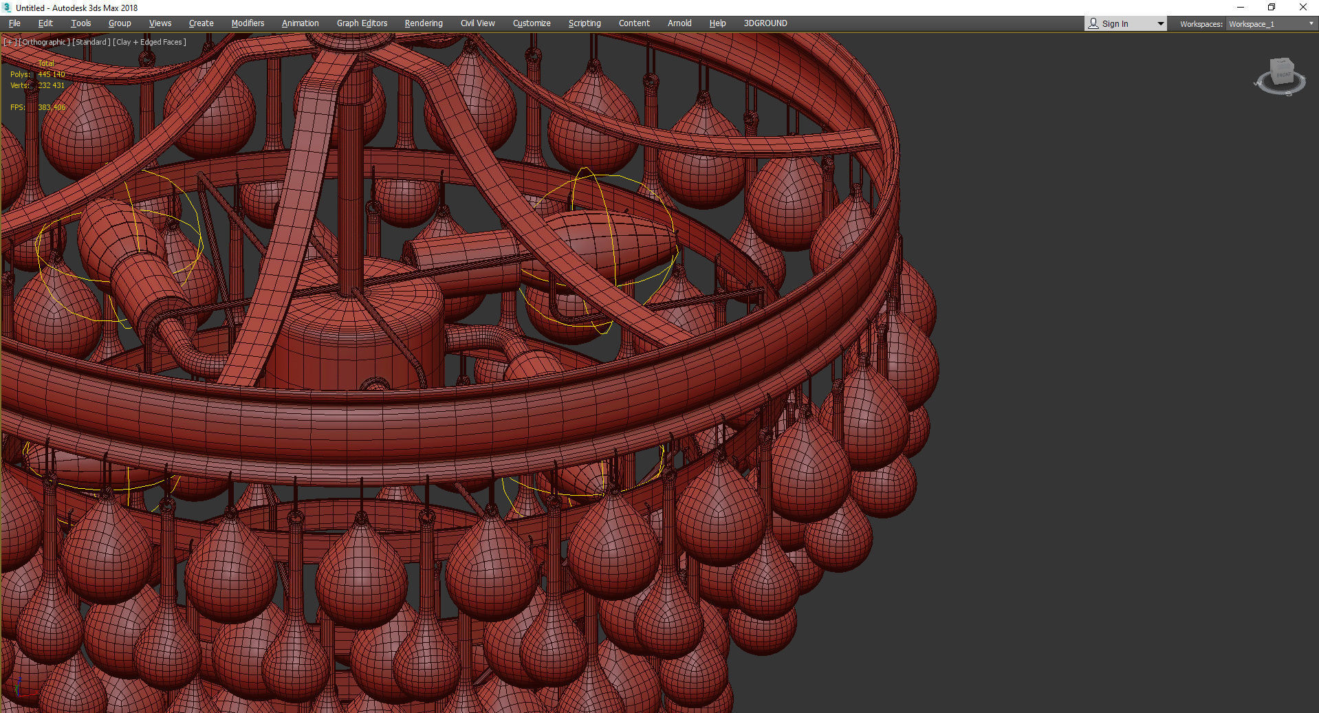 CRYSTAL BALL WEDDING CAKE LANTERN CONVERTIBLE Low-poly 3D model_4