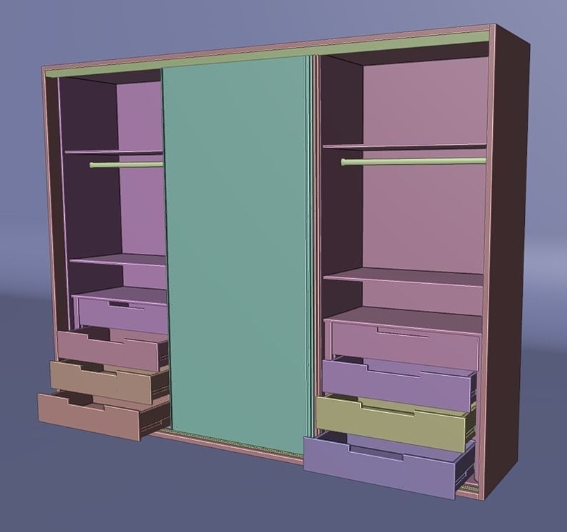 CLOSET COMPLETE INTERIOR WITH DRAWERS AND SLIDE  Free low-poly 3D model_6