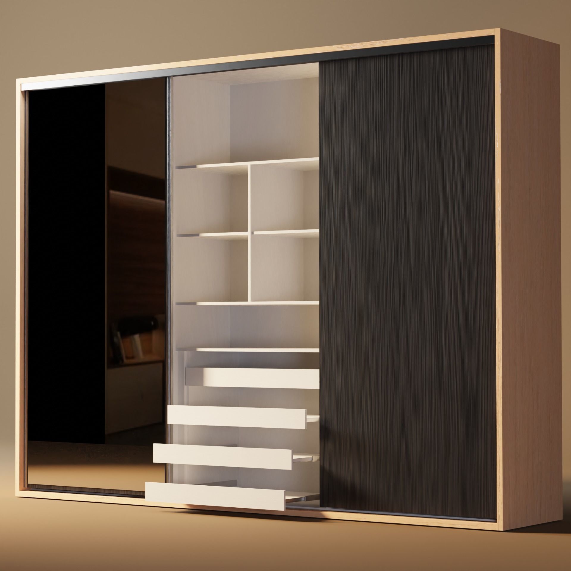 CLOSET COMPLETE INTERIOR WITH DRAWERS AND SLIDE  Free low-poly 3D model_1